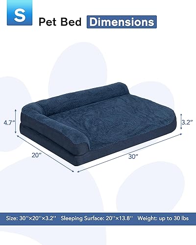 Miniatura 2 de Cama ortopédica para perros en forma de L de 30 x 20 x 3.2 pulgadas, cama para perros pequeños con funda extraíble y parte inferior antideslizante,