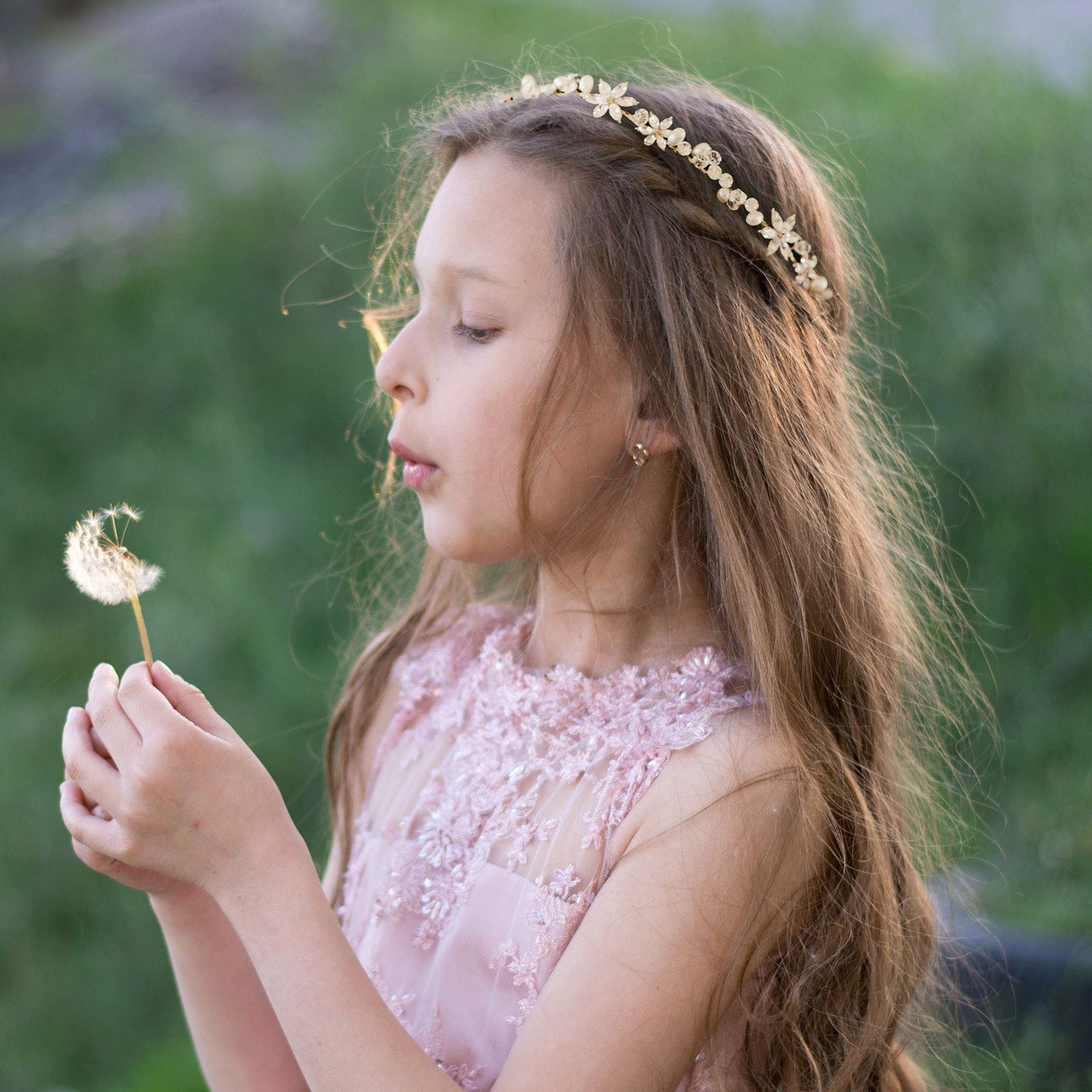 ♡Herlipto Princess Gold CrystalHeadband Amazon.com : SWEETV Gold Flower Girl Headpiece for Wedding Crystal