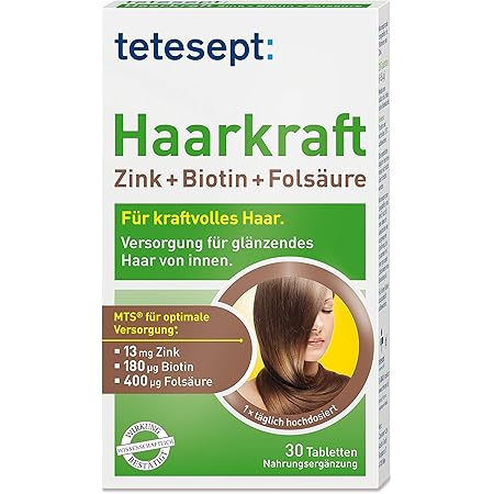 tetesept haarkraft zink biotin folsaure erganzungsmittel mit zink und biotin fur die haare 5 x 30 tabletten nahrungserganzungsmittel
