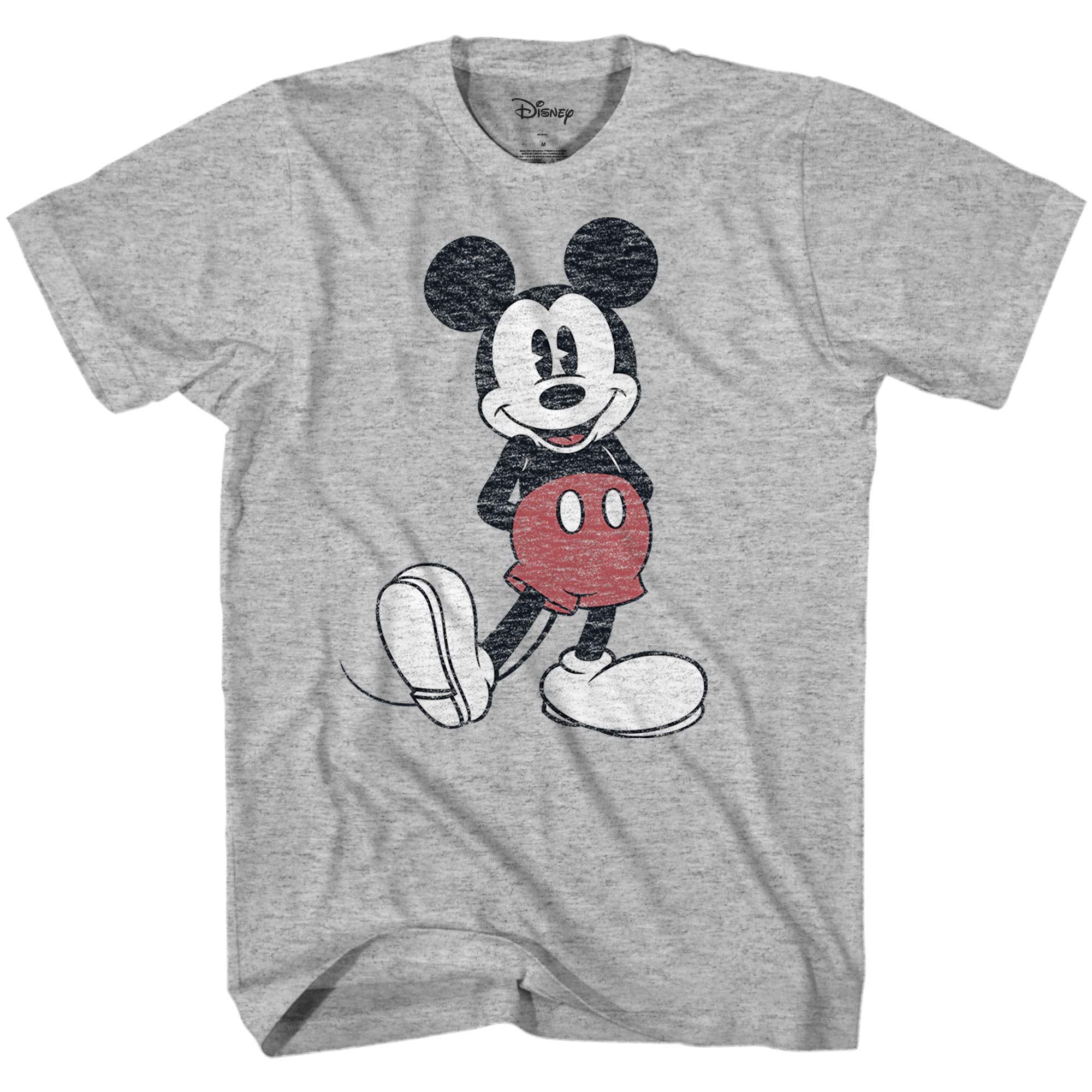Disney Men's Heather Grey Full Mickey Mouse Distressed Look T-Shirt, Medium