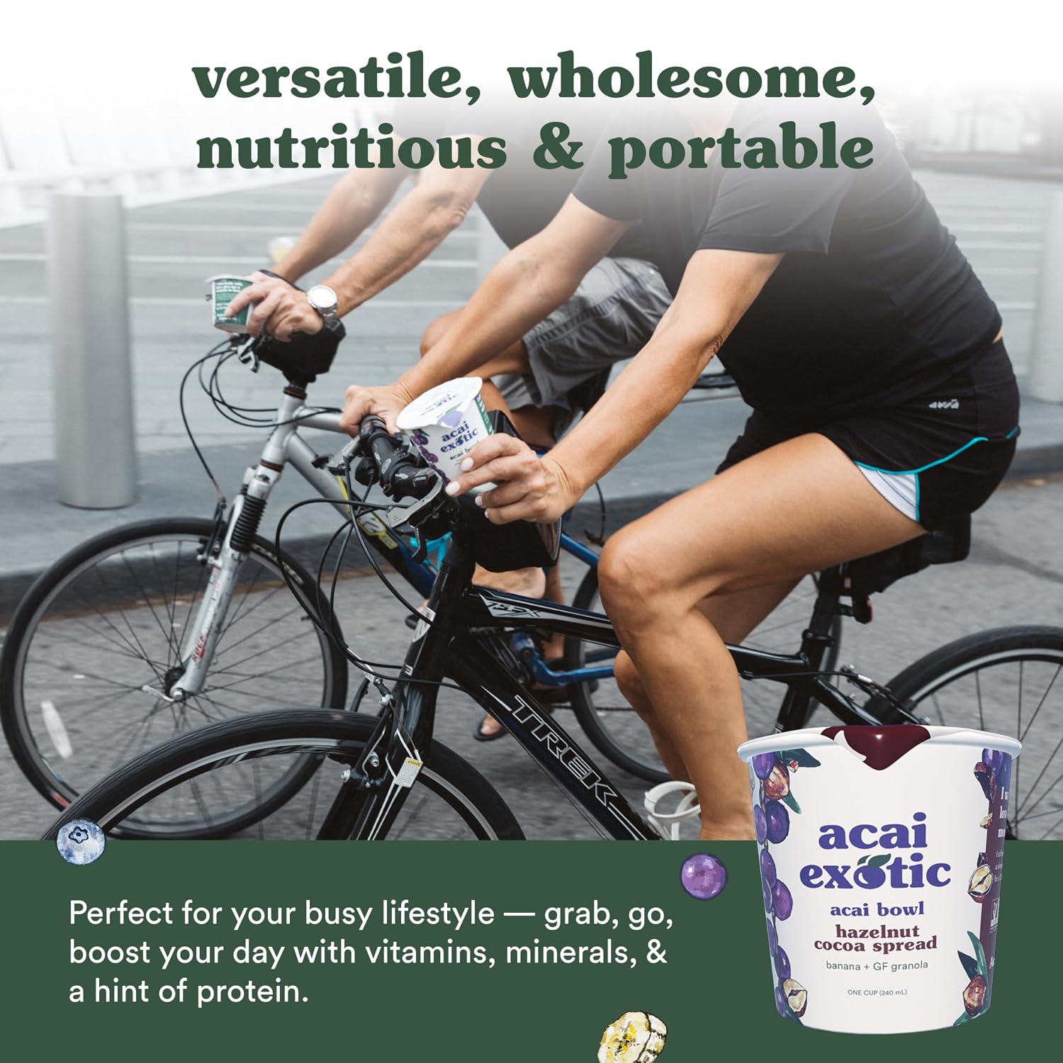 Acai Exotic Acai Bowl 4-Pack - Creamy Healthy Snacks With 2 Almond Butter & 2 Hazelnut Cocoa Spread Bowls, Wild Blueberries, Coconut Cream & Gluten-Free Granola- An Organic Fruit Bowl You’ll Love- 8oz