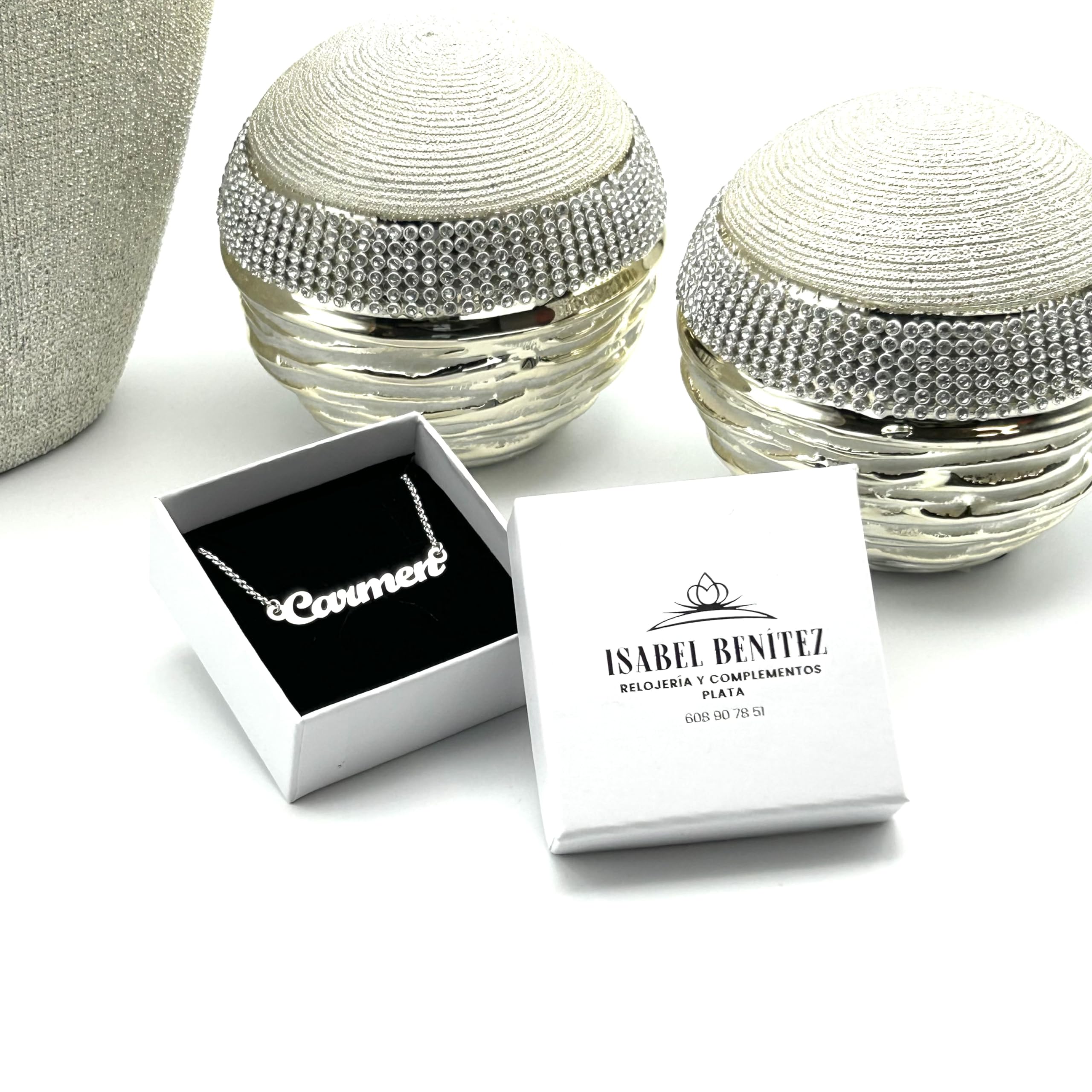Collar Personalizable con Nombre en Plata de Ley 925 para Mujer - Detalle precioso personalizado para regalo de Navidad, Día de la Madre, Cumpleaños Hecho en España (Clásico)
