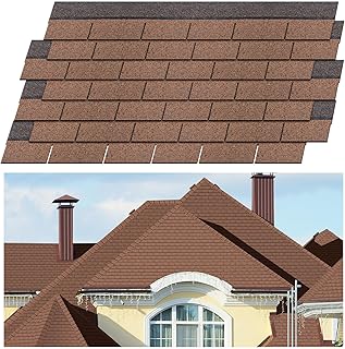 7 Pack 39'' X13'' Double Layer Asphalt Roof Shingles for Home 3-tab Roofing Shingles Tile Repairing Self Adhesive Shed Decor for Outdoor Garage Pet House Cover 10.7 Square Feet(Red)
