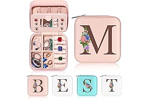 Yesteel Travel Jewelry Case for Women, Initial Small Travel Jewelry Box
