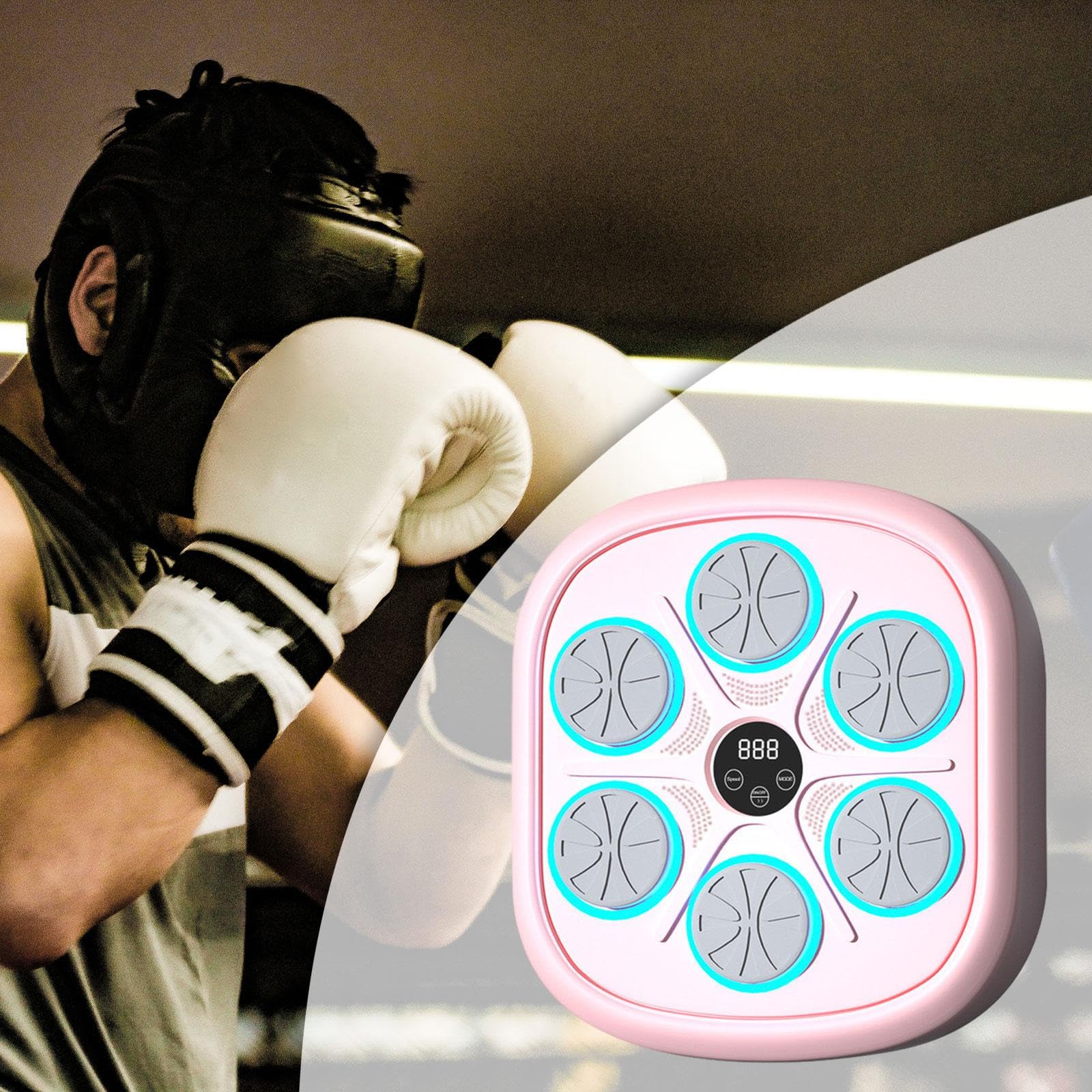 Music Boxing Machine Entrenador Electrónico Pad de Boxeo Musical Dispositivo Portátil con Luces Tabla de Golpeo Ajustable para Entrenamiento Físico Ad