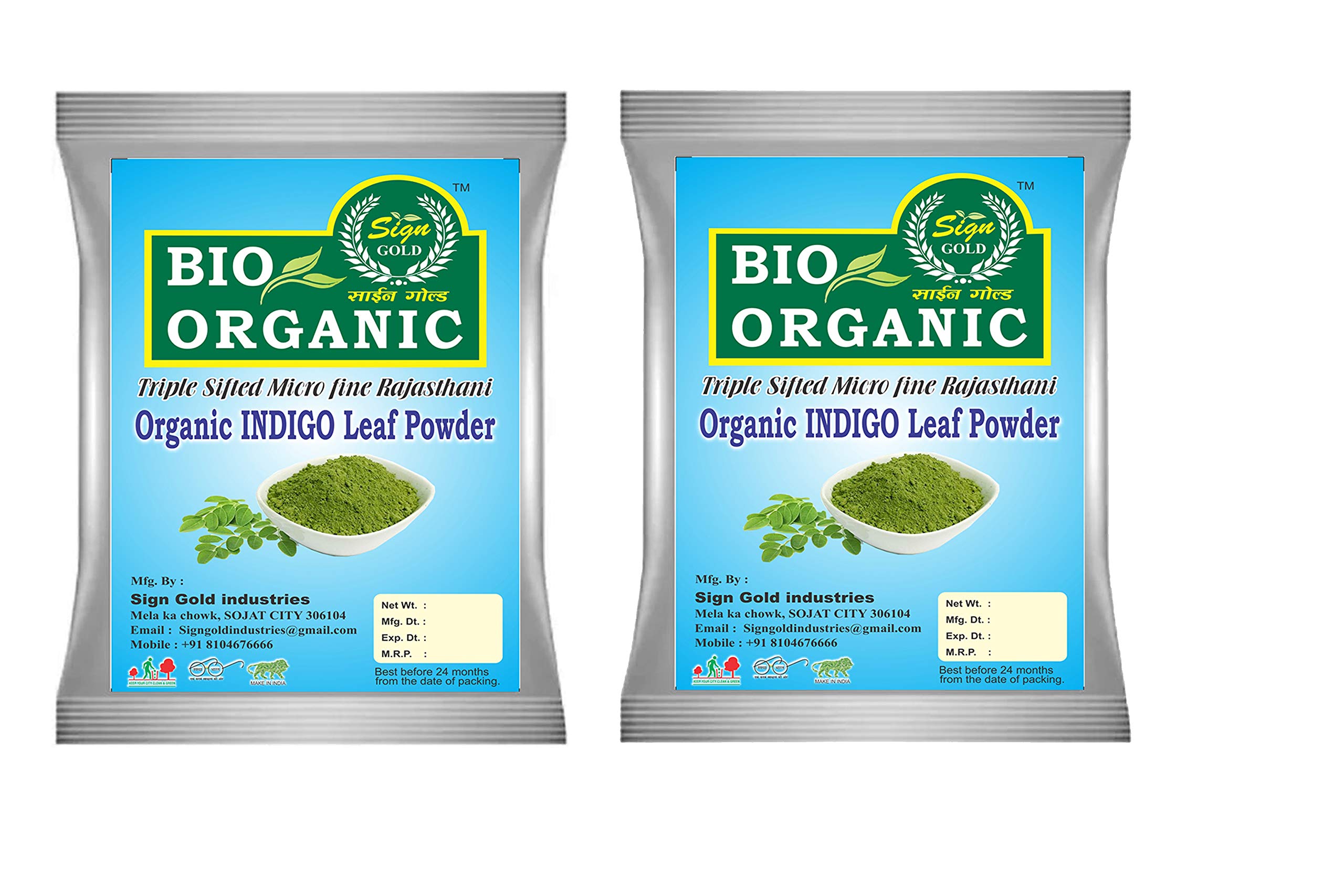 Sign Gold 100% Natural & Pure Powder Indigo Leaf Powder Each Pack 100g (Pack Of 2)
