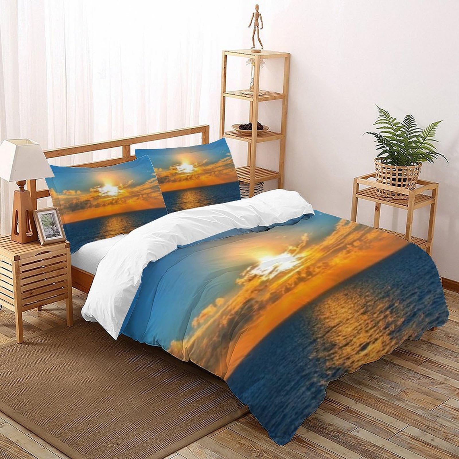 Housse de Couette Super King Literie Microfibre Imprimé 3D Mer