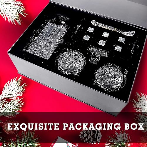 Miniatura 6 de Juego de decantador de whisky, juego de decantador de cristal con 2 vasos, regalos de cumpleaños para hombres, juegos de vasos de whisky para