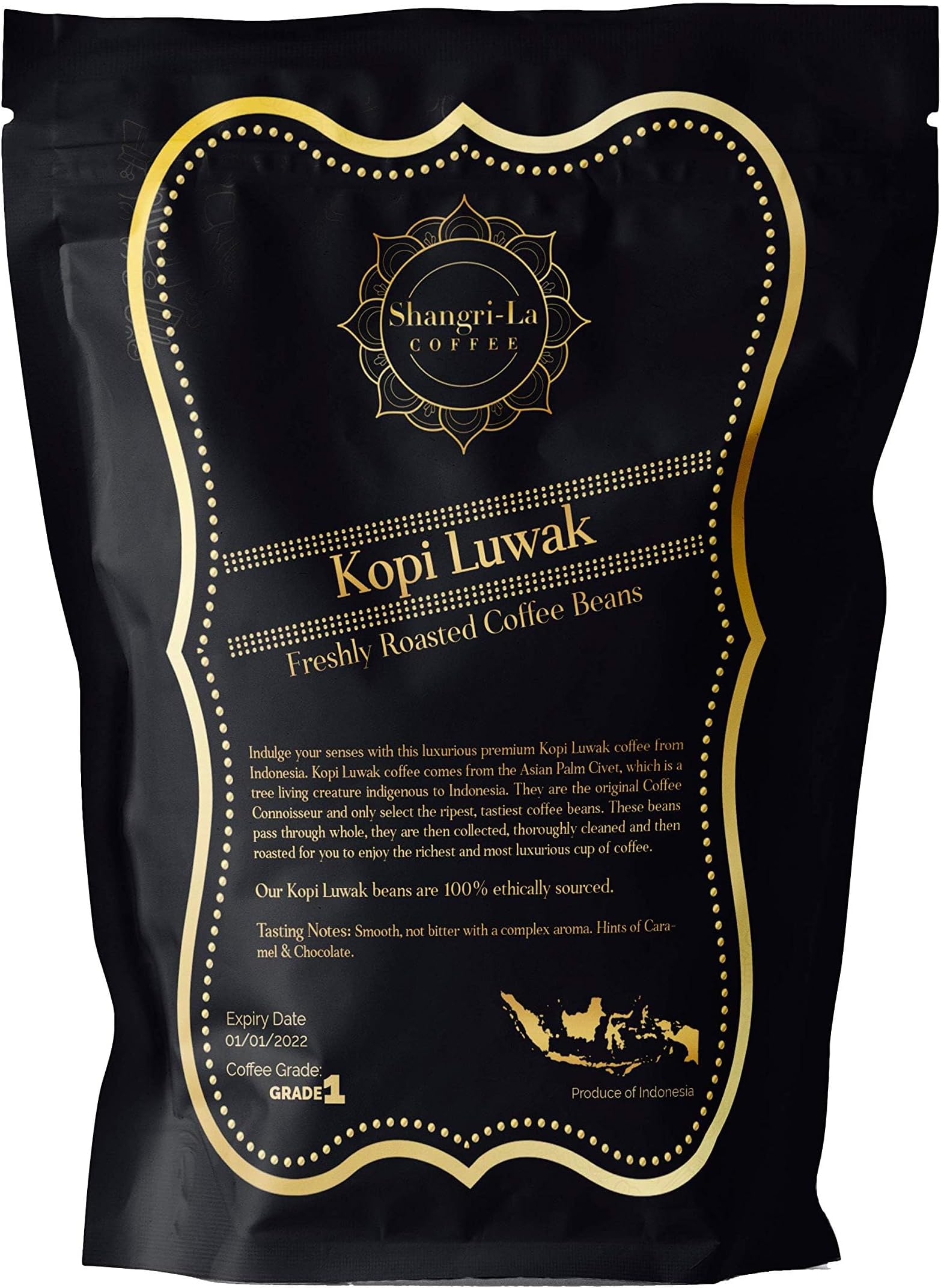 Shangri-La Coffee - Wild Kopi Luwak Coffee Ground Beans - Sustainably Sourced (from Indonesia) - 70oz (2kg)