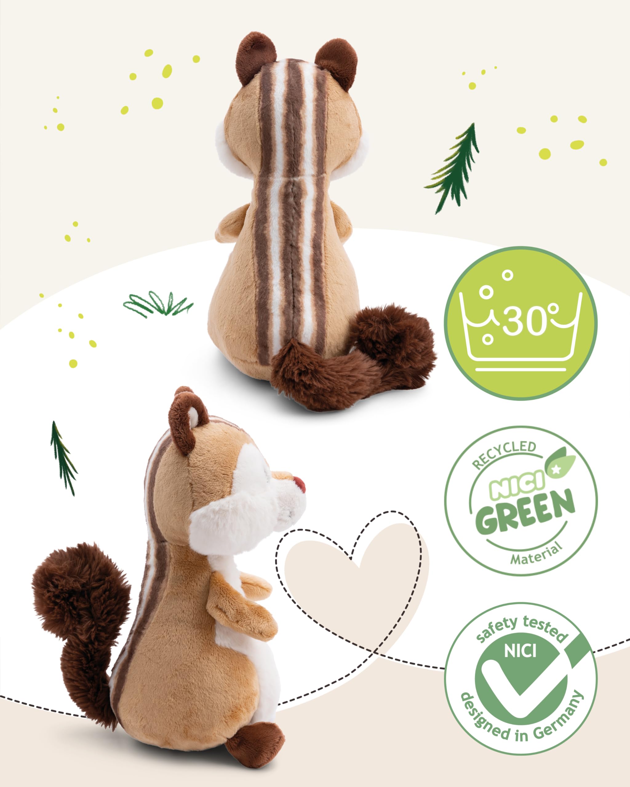 NICI FOREST FRIENDS Chipmunk cuddly toy Jojo 27cm, Fluffy soft toy for cuddling playing and cherishing - Image 3