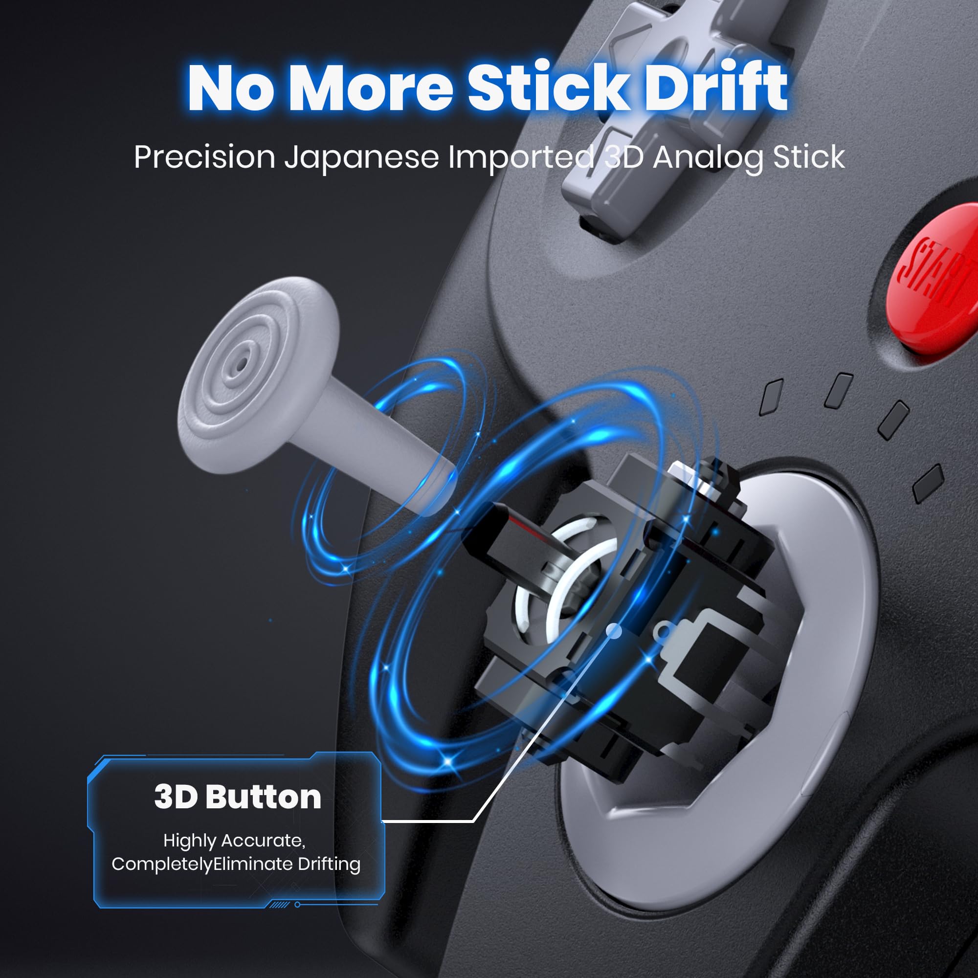 miadore Controller wireless N64 Pro per console N64, Plug & Play, ricevitore N64, batteria da 500 mAh, funzione rumble, chiavetta analogica 3D, Gaming Joystick compatibile con la console N64(Nero)
