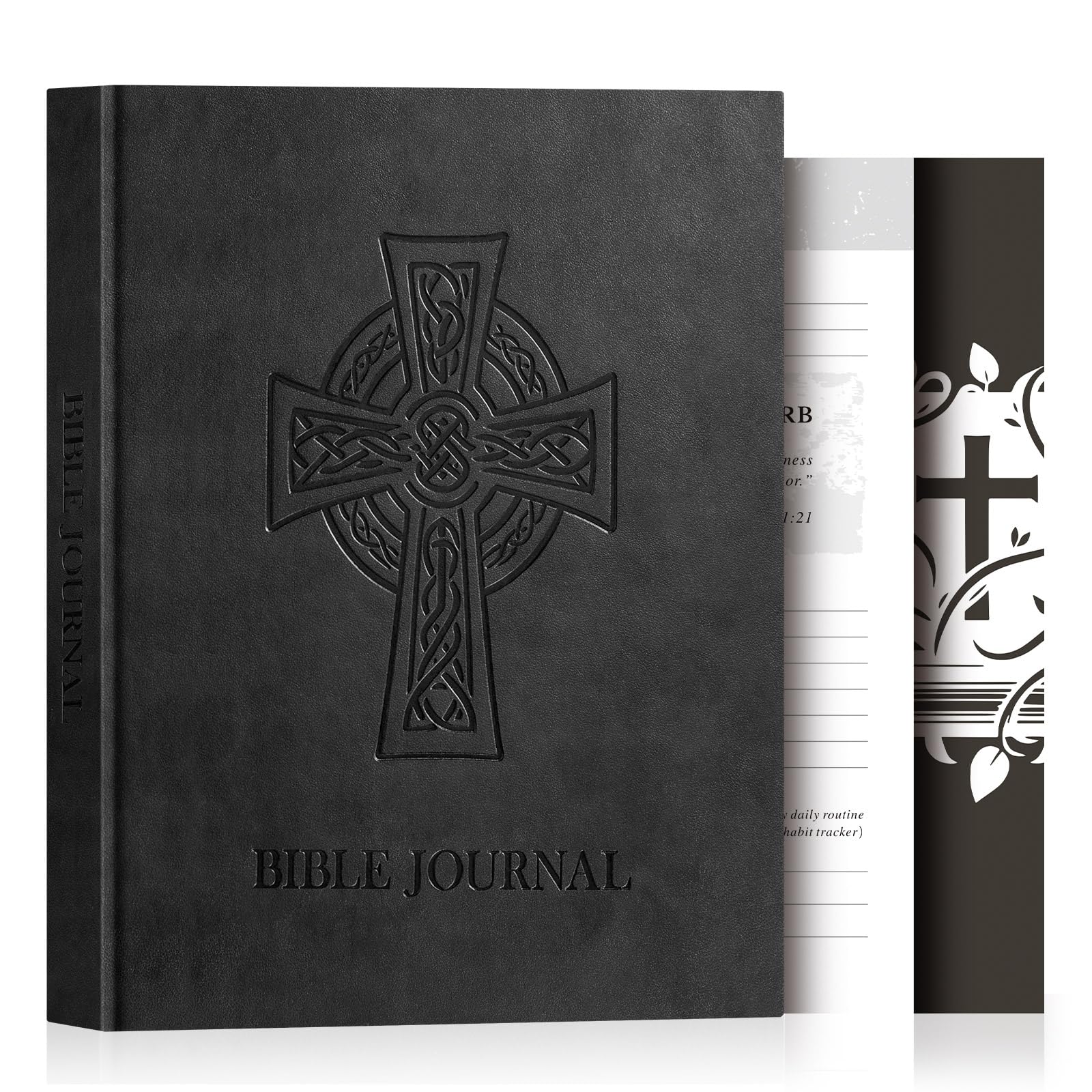 Lanpn Christian Bible Prayer Journal for Men, 3 Months Daily Devotional Journals, Bible Study Notebook with Scripture Verse for Church Pray Notes, Religious Faith Gifts, Black Leather Hardcover