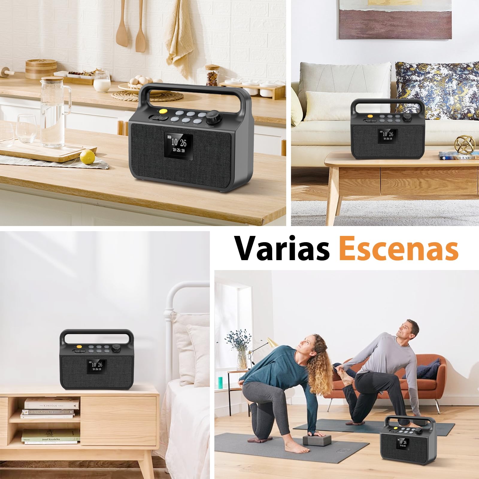 Radio Bluetooth 20000mAh con Función de Carga para Móviles, Dab/FM con Ranura para Tarjeta TF,Entrada AUX, Función de Alarma,Radio Portátil de Emergencia para Camping y Actividades al Aire Libre