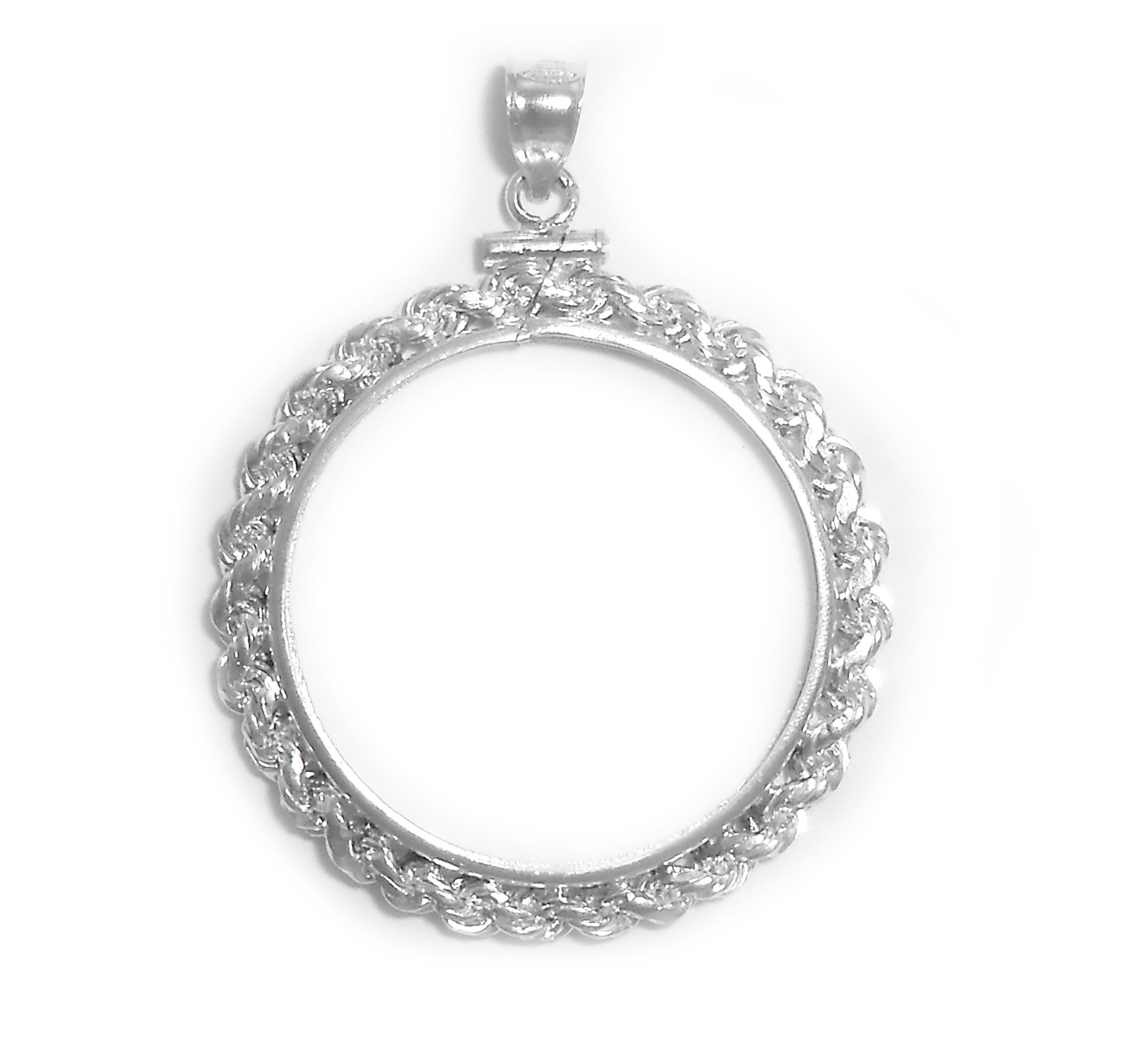 Twenty (20) Cent Euro Sterling Silver Rope Coin Bezel Frame Mount 22.2mm x 2.1mm