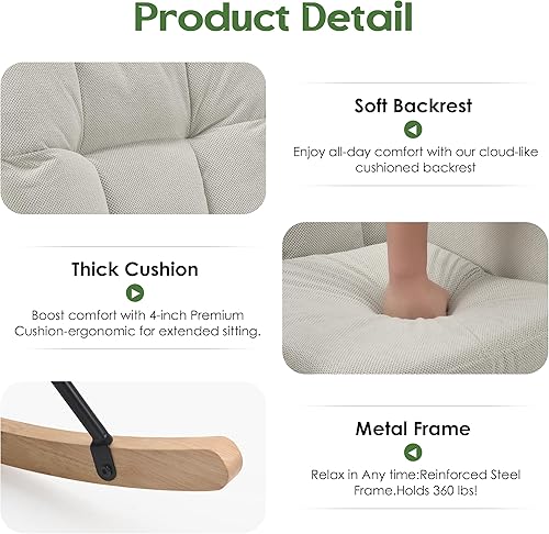 Miniatura 4 de Mecedora para guardería, mecedora de bebé de peluche, silla de lactancia moderna para lactancia, balancín de guardería para espacios pequeños en