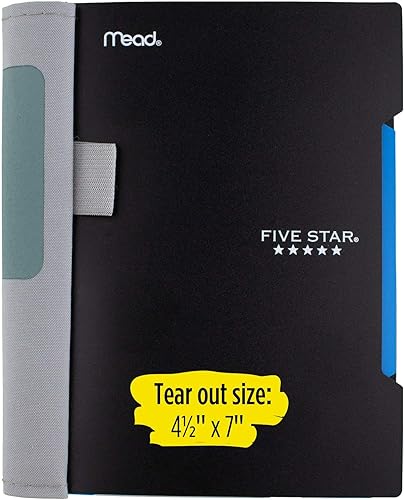 Miniatura 6 de Five Star Advance (45176) cuaderno espiral de 7" x 5" con 1 divisorio, 100 hojas rayadas de espaciado angosto, colores varios, Rojo