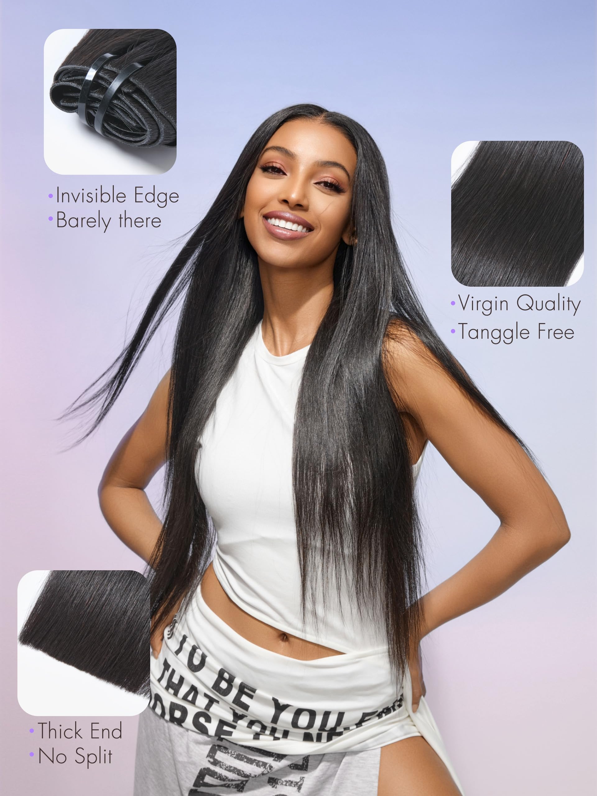 Amazon.com : LUVME Invisible Clip in Hair Extensions,16 Inch 