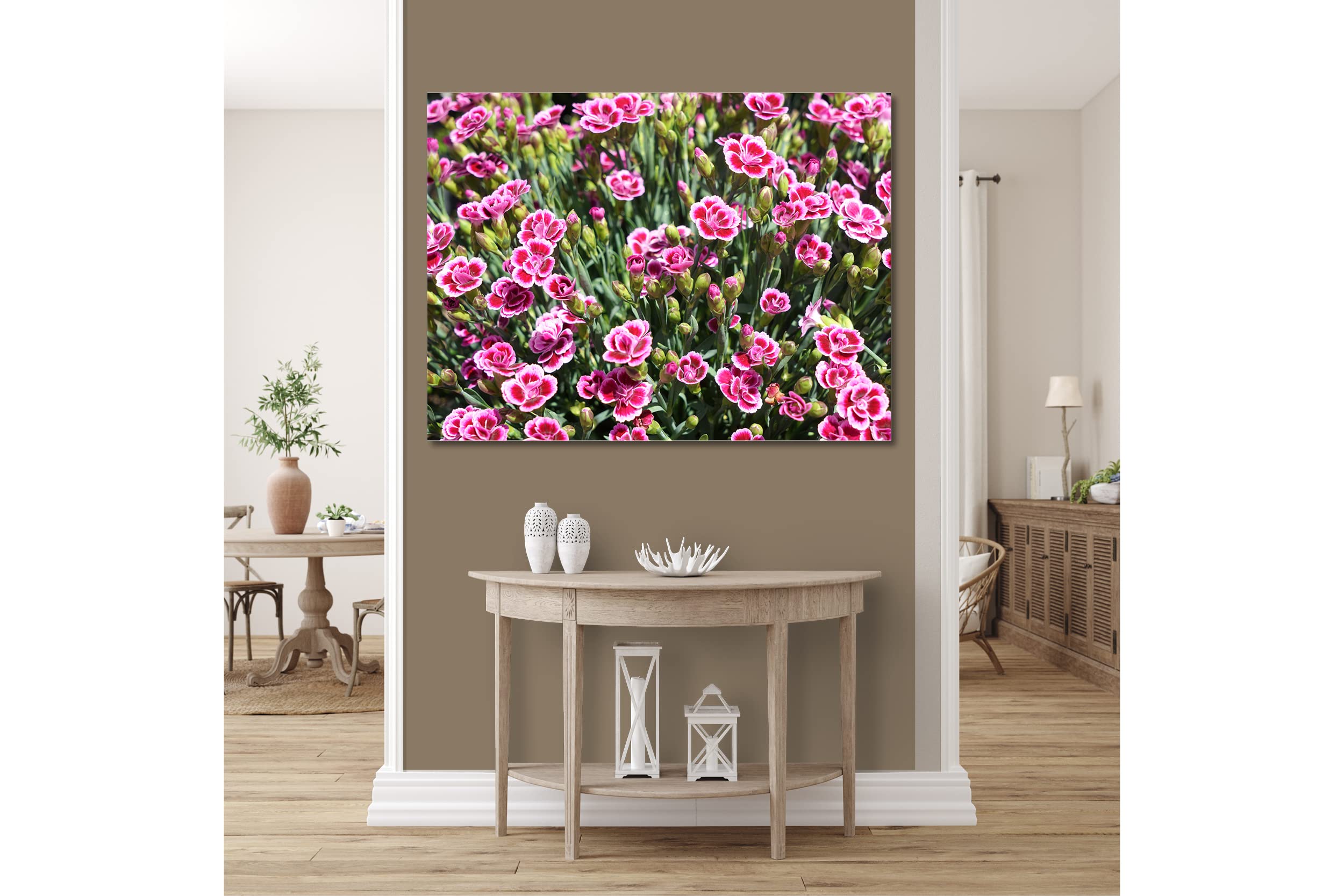 Glücksvilla - Prinzess-Nelke (Leinwand-Bild 2 cm, 40 x 30 cm) | div. Maße - aus DE - Kunstdruck XXL Deko Wandbild quer - Pink Kisses Blumen Blüten Garten Pflanze Natur Wiese Natur