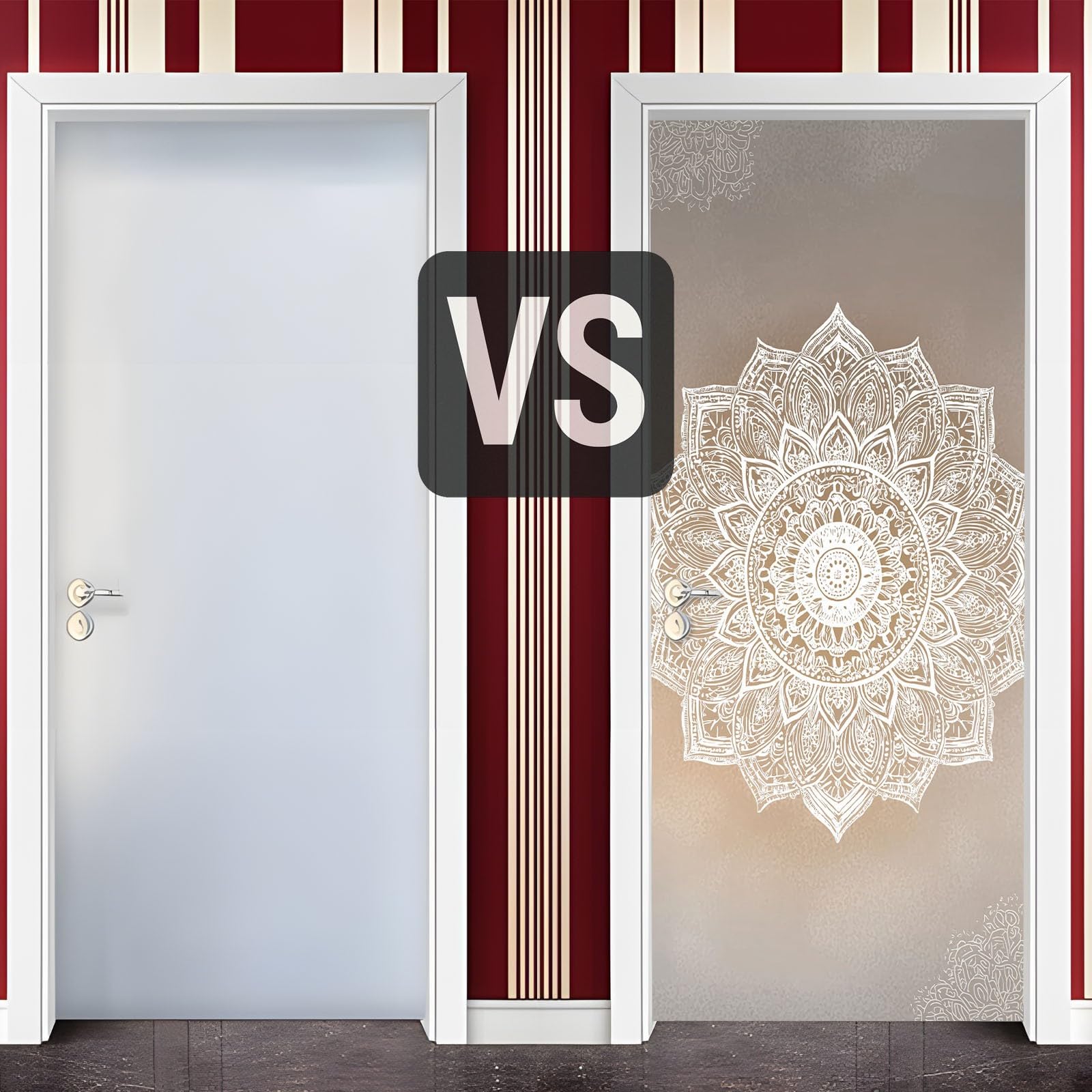 Minimalistyczny wzór kwiatowy, samoprzylepna, naklejka na drzwi, 95 x 215 cm, bajeczna mandala PCW, wodoodporna, plakat na drzwi, beżowa, nowoczesna folia na drzwi do sypialni, salonu, łazienki