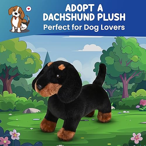 Miniatura 8 de Forest & Twelfth Perro de peluche de pastor australiano de pie de 12 pulgadas, réplicas de animales de peluche realistas para niños y amantes de las