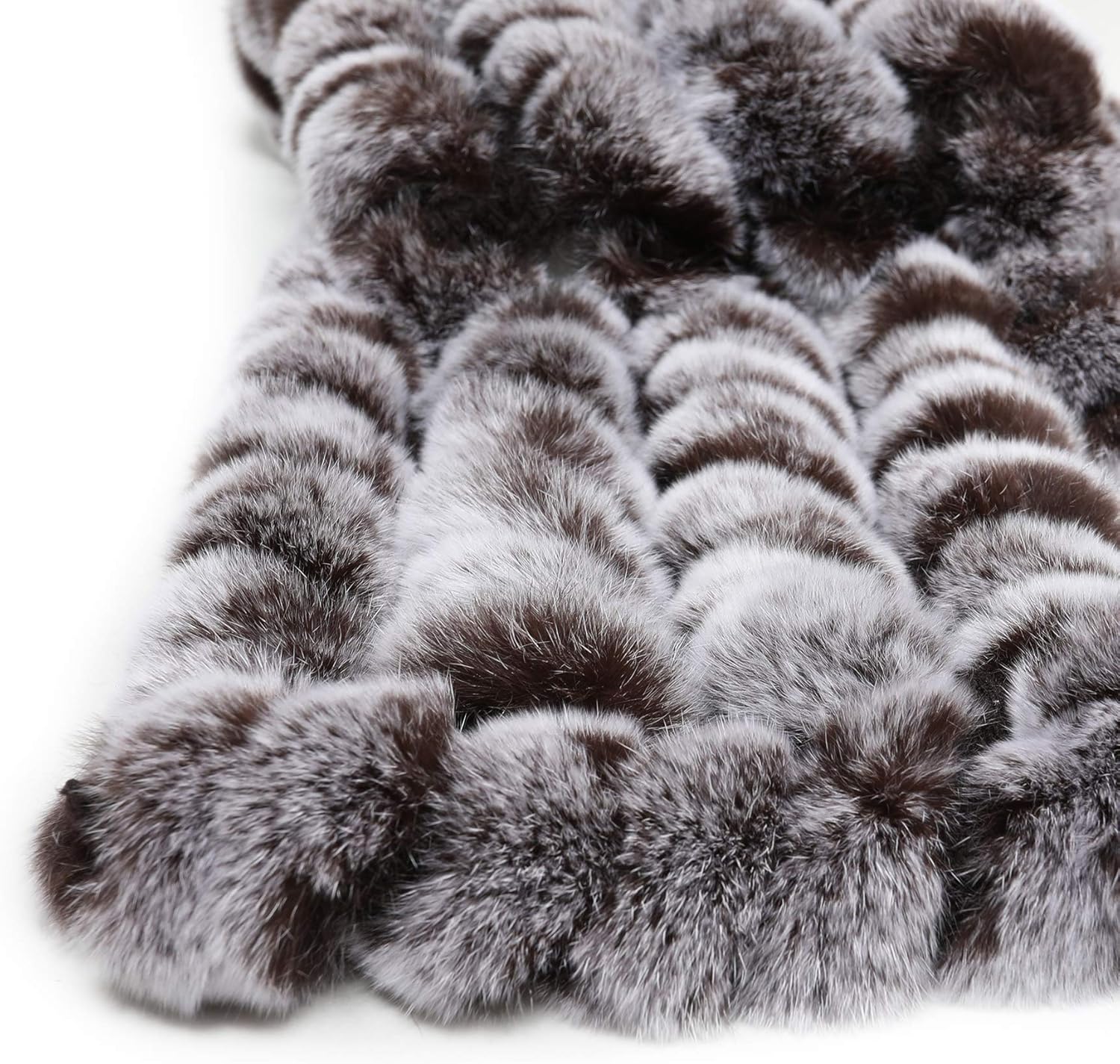 Fur Story Women's Rex Rabbit Fur Winter Scarf Knitted Chunky Fashion Ladies Scarves Silver Black Brown - Image 7