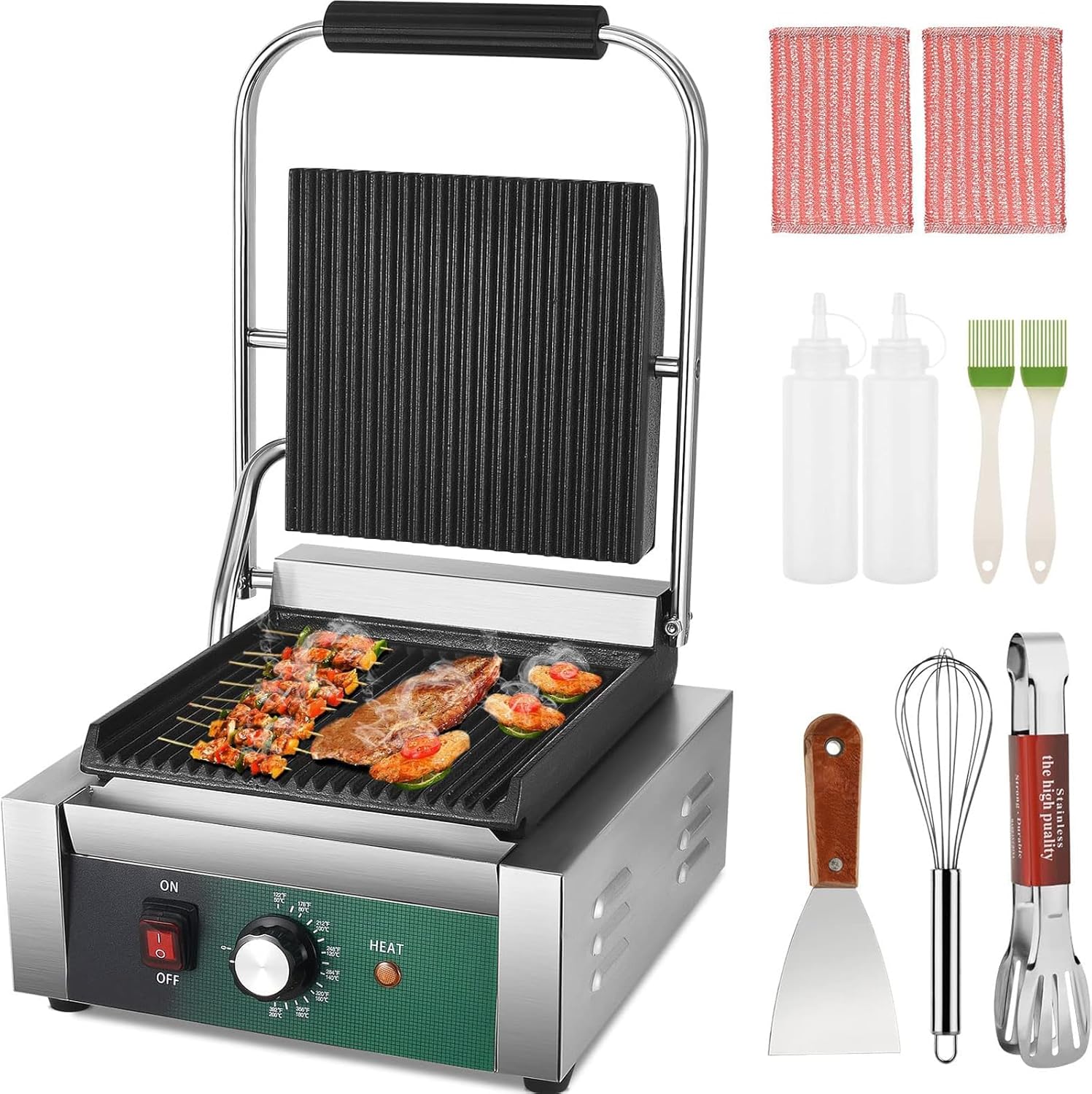 LIVOSA Commercial Panini Press Sandwich Maker, 2200W Non