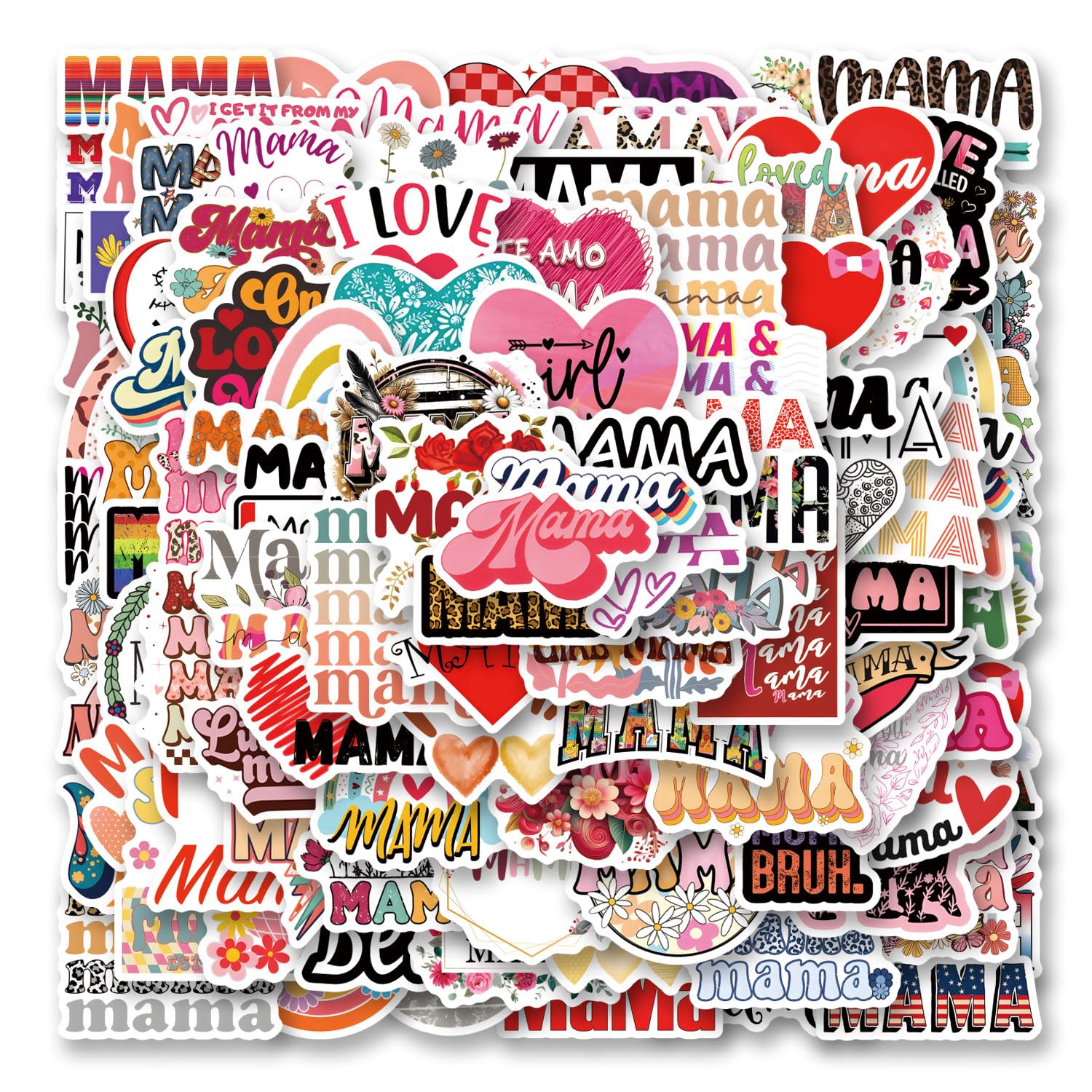 Photo 1 of 122Pcs Mama Stickers Pack, Aesthetic Vinyl Waterproof Sticker Decals for Water Bottle,Laptop,Phone,Skateboard,Scrapbooking,Bumper for Party Supply Decor Favor……