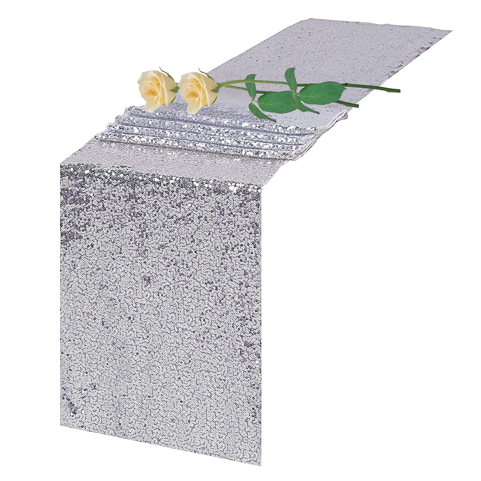 Beauenty30 X 180CM Sequin Table Shiny Colour Luxury Style Embroider Table Flag for Wedding Engagement/ Birthday /Summer Theme Party/ Bridal /Baby Shower /Dresser Decorations