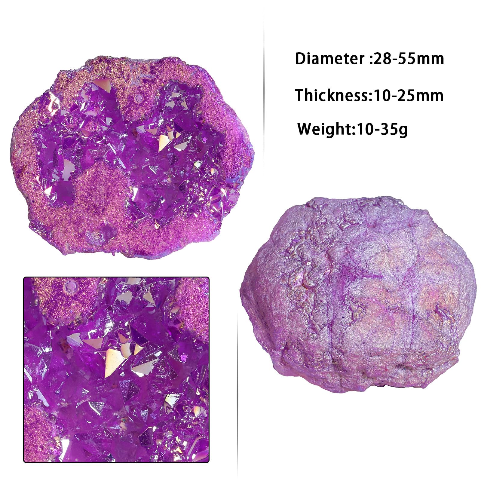 Nupuyai 2pcs Angel Aura Quartz Geode Stone - Image 2