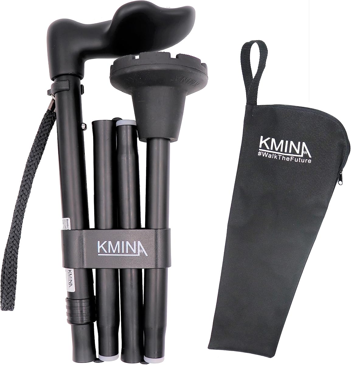 Ergonomic Walking Cane for Women and Men (Right Handed), Anatomical Palm Grip, Adjustable Height, Foldable and Lightweight, Anti Slip Ferrule