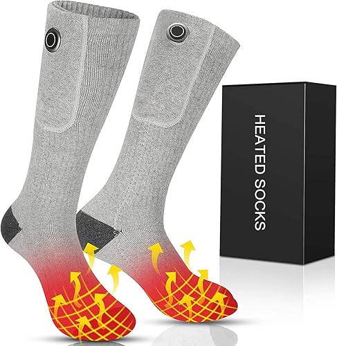 Calcetines calefactables, calcetines térmicos para hombres y mujeres, calcetines eléctricos recargables mejorados con 5000 mAh, calentadores