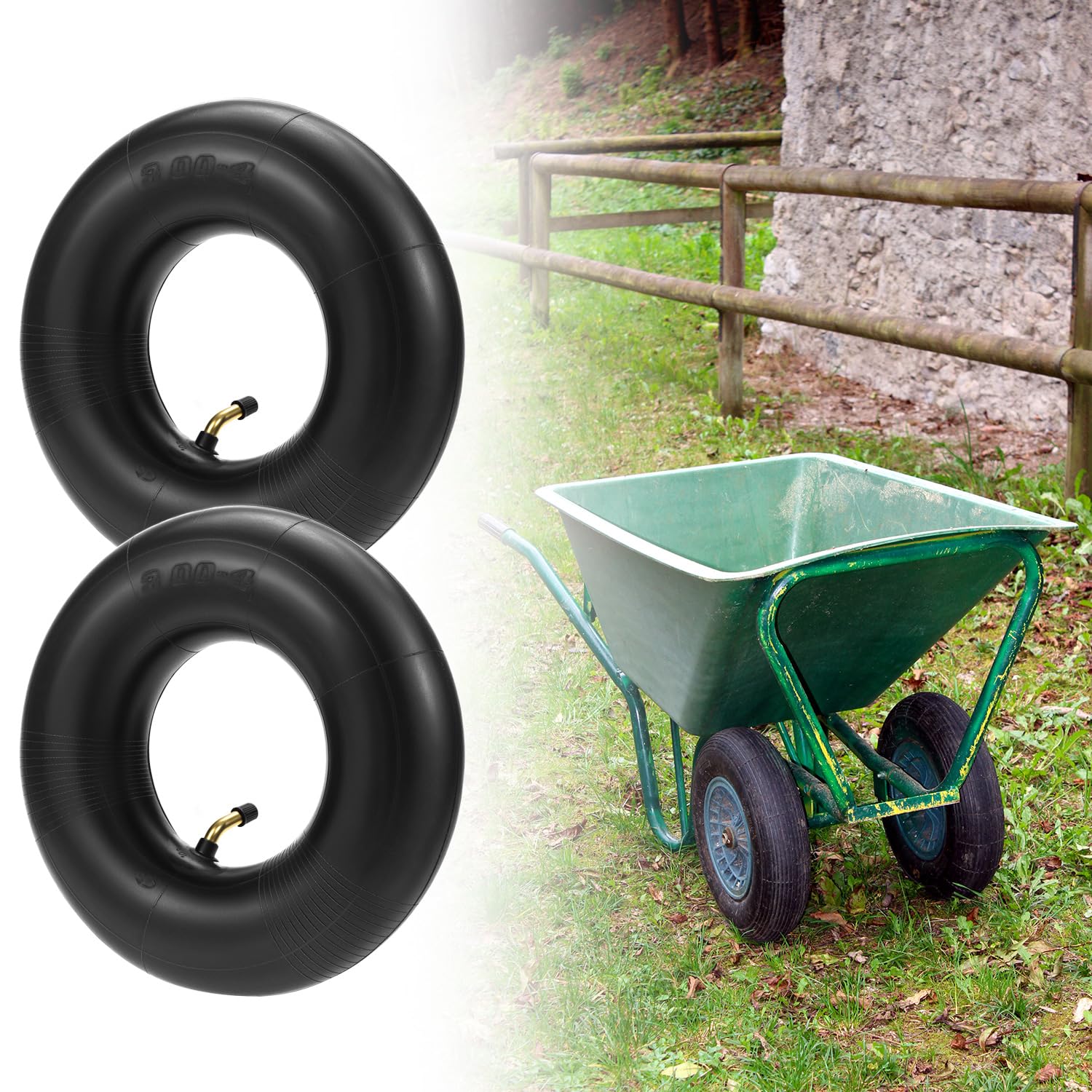 QWORK 2 Piezas cámara rueda carretilla 3.00-4 260x85 mm para carros scooters movilidad