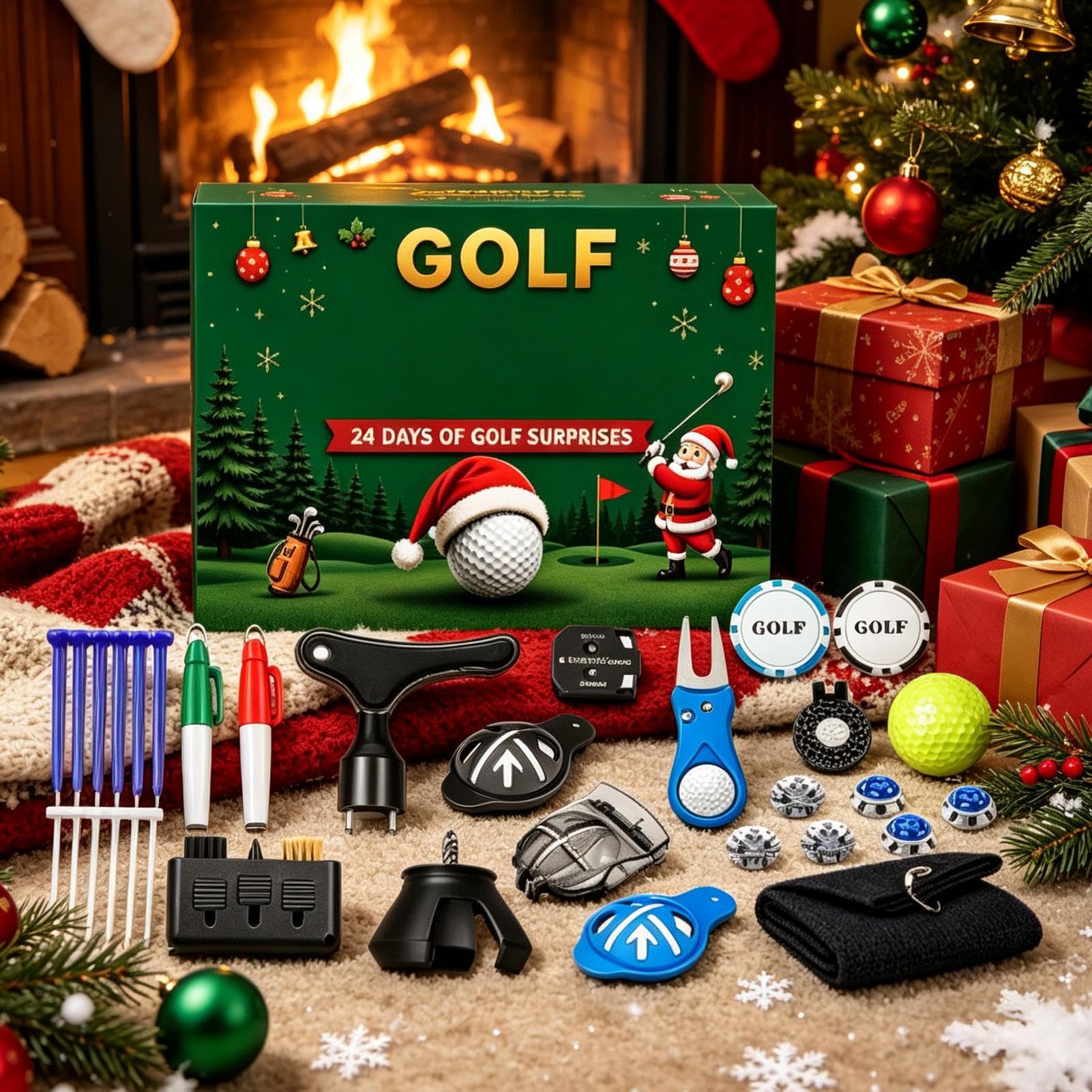 Calendario per conto alla rovescia di Natale Golf 24 giorni Accessori da