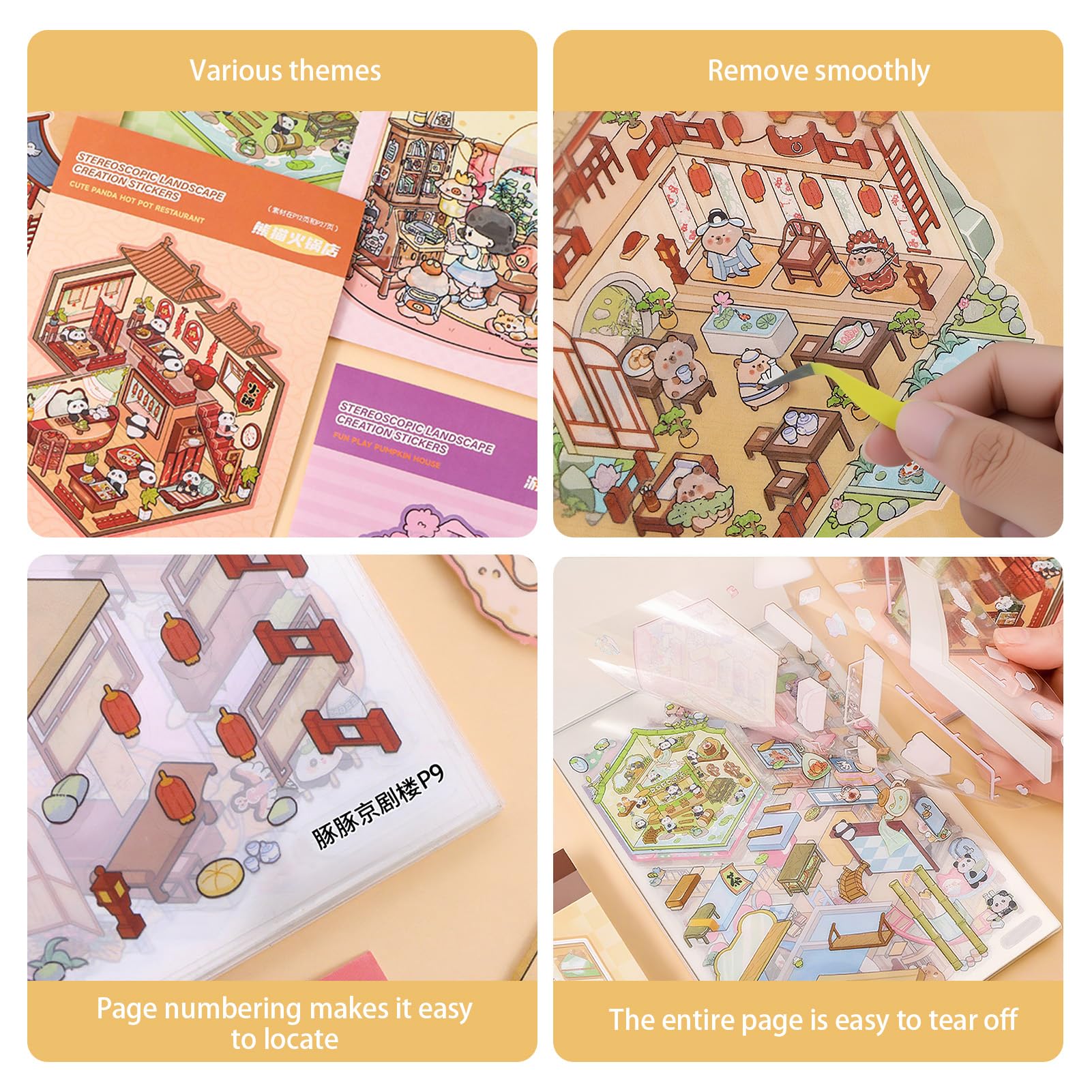 Creative Scene Sticker Book with 20 Miniature 3D Sticker Scenes and Tweezer - Image 3