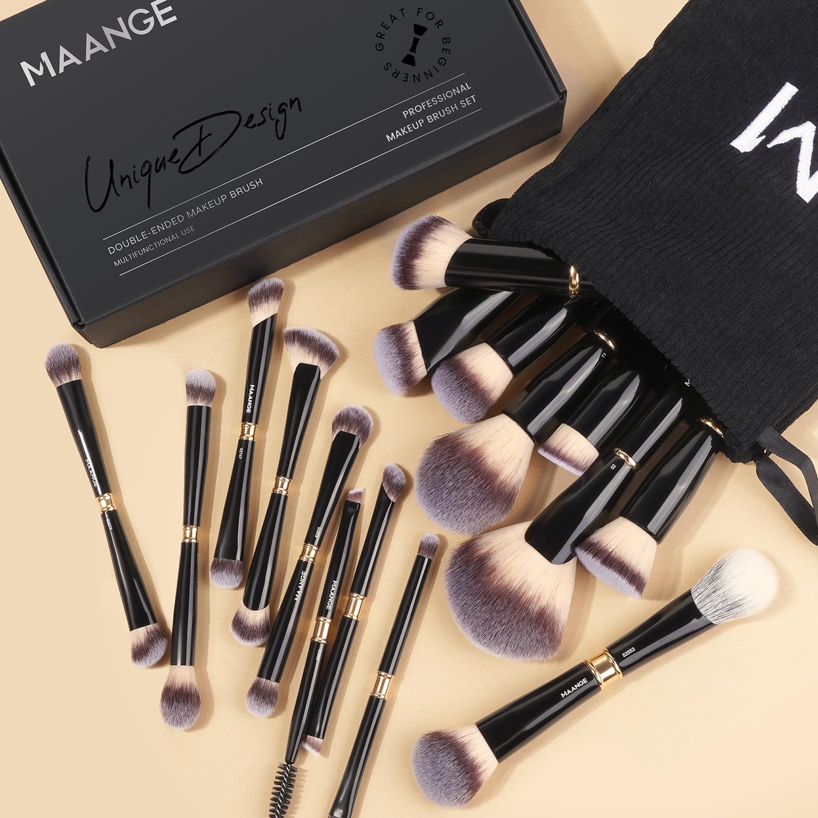 MAANGE Professional Makeup Brush Set with Bag and Gift Box