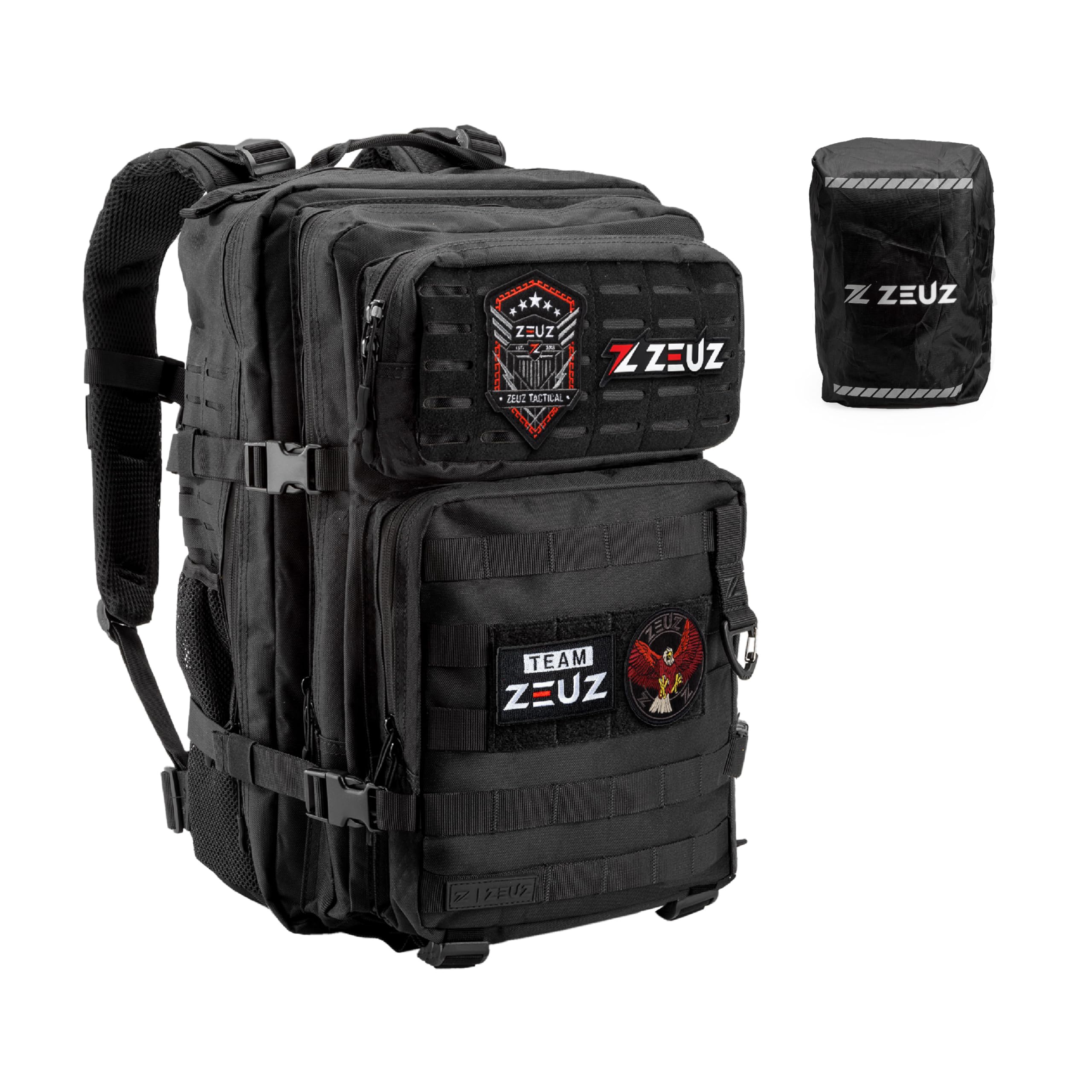 ZEUZ 45 Liter Rucksack Herren & Damen - Sporttasche - Taktischer Militär Backpack mit Waserdicht Abdeckung - CrossFit, Fitness, Gym, Sport & Wandern Bag - Outdoor MOLLE Wanderrucksack