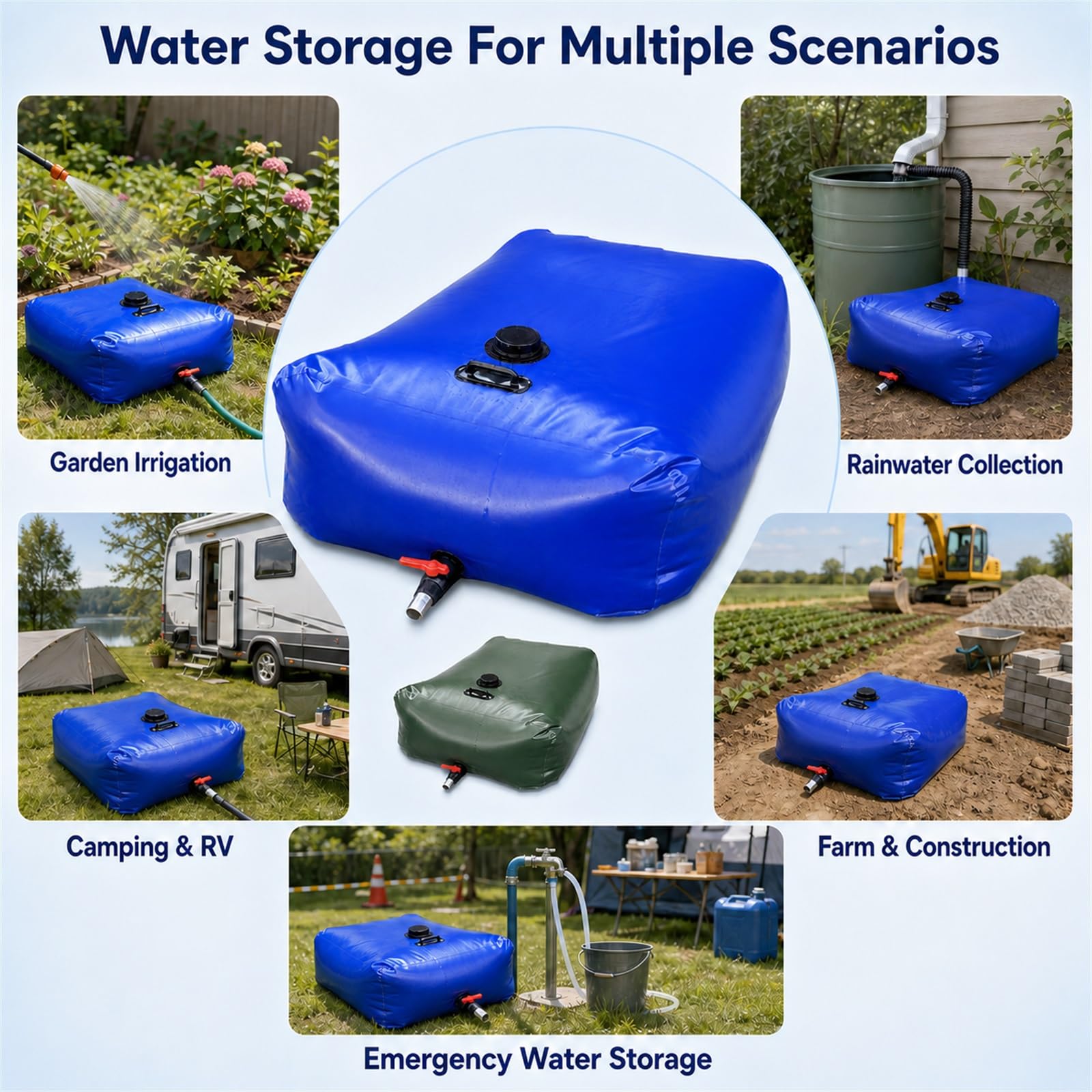 DepóSito De Agua Plegable con Grifo,Tanque Agua PortáTil Plegable,Contenedor De Almacenamiento De Agua Plegable PortáTil,FáCil De Usar,para Caravana Aplicable Al Almacenamiento