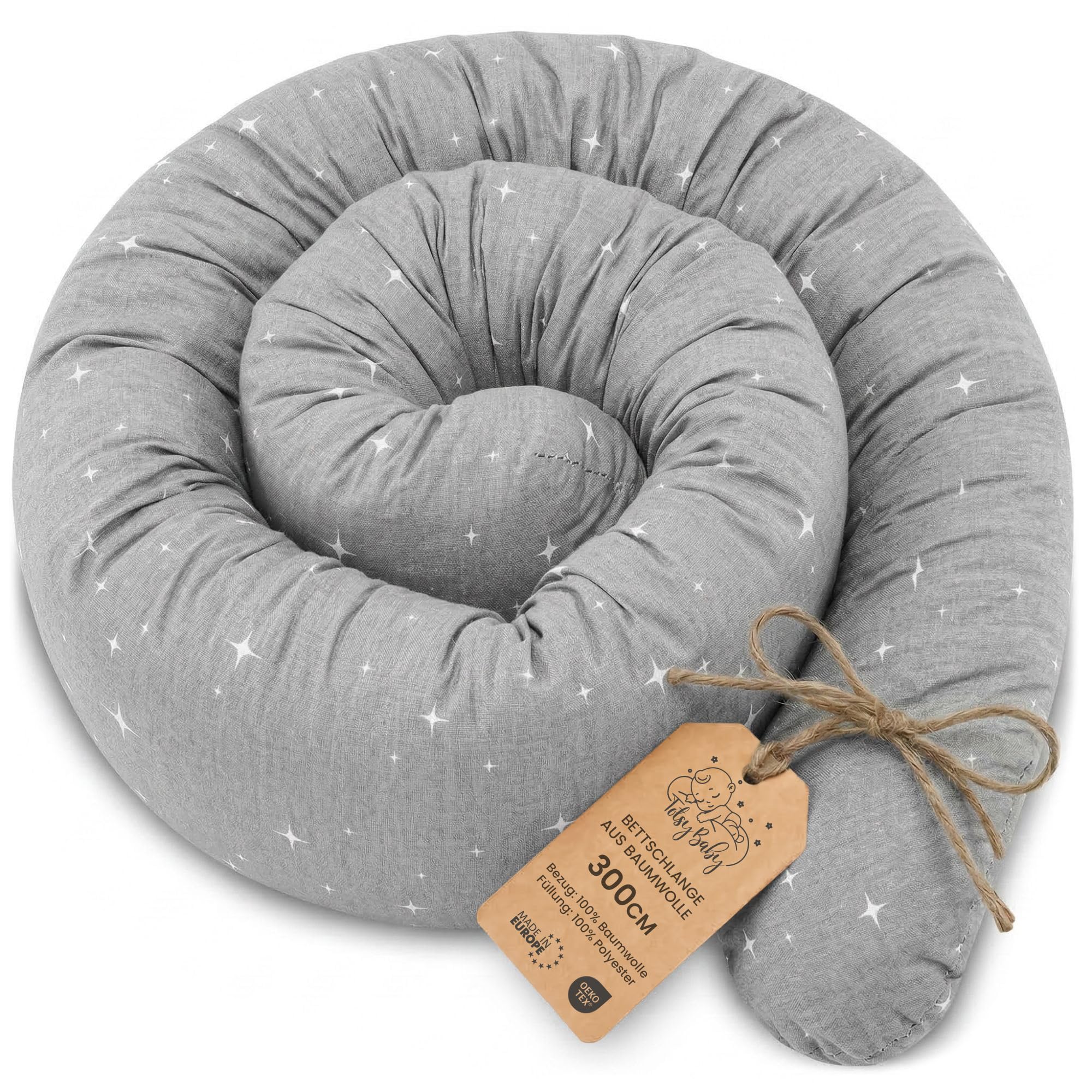 Totsy Baby Seitenschläferkissen Bettschlange Body Pillow 300 cm Baumwolle - Kopfkissen lang Bettrolle Schlafkissen Nackenrolle Kissen Oeko-Tex Galaxie