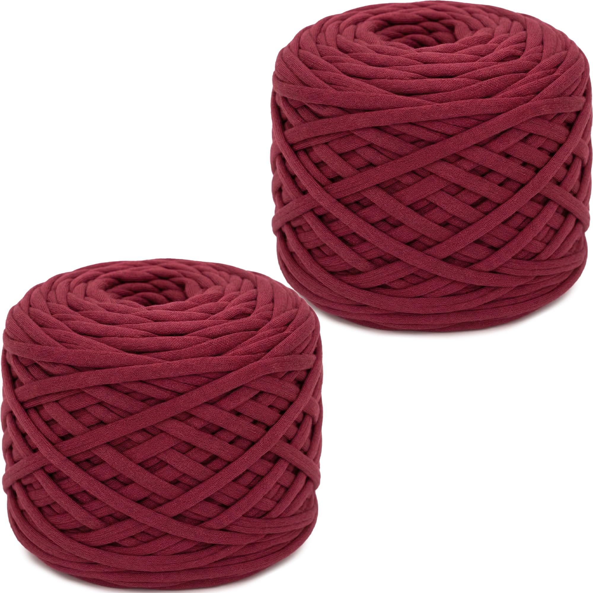 Xtrillogen 2 x 285g T Shirt Yarn,Chunky Yarn for Hand Knitting,Chunky Wool Knitting Kit,Tshirt Yarn for Crochet Wool Bags,Blankets,Baskets & DIY Home Decor (Burgundy) — image 1
