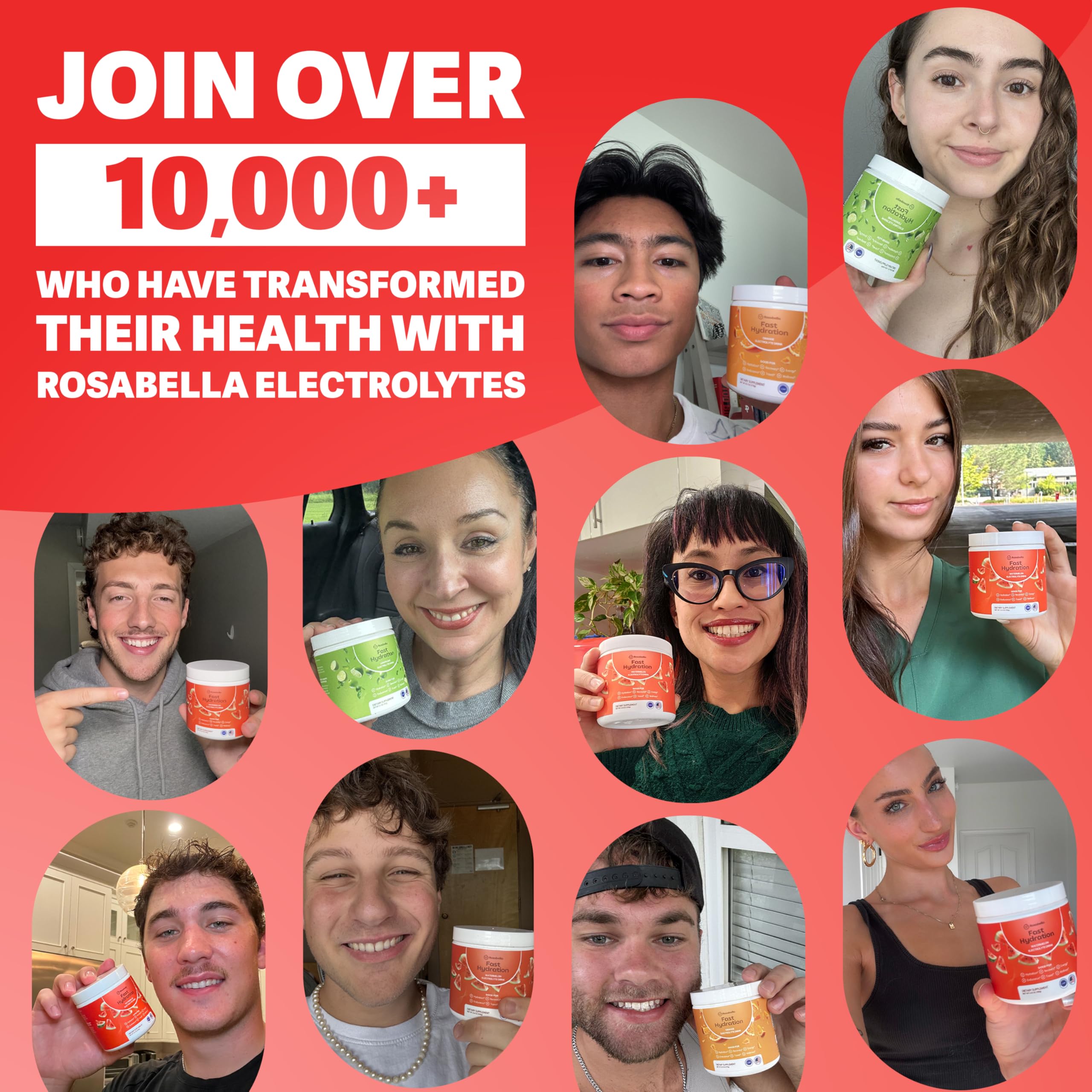 Rosabella Electrolyte Drink Powder – Watermelon – Sugar-Free Hydration Drink Mix – Electrolytes Powder with Sodium, Potassium, Magnesium, Calcium – Travel Jar – 30 Servings (5.6 oz)