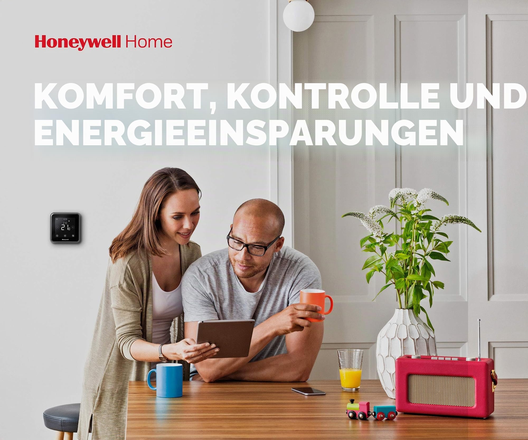 Honeywell Home Y6R910WF6042 Lyric T6 Wi-Fi Raumthermostat und verdrahtete Empfängerbox, Wandmontage, Schwarz