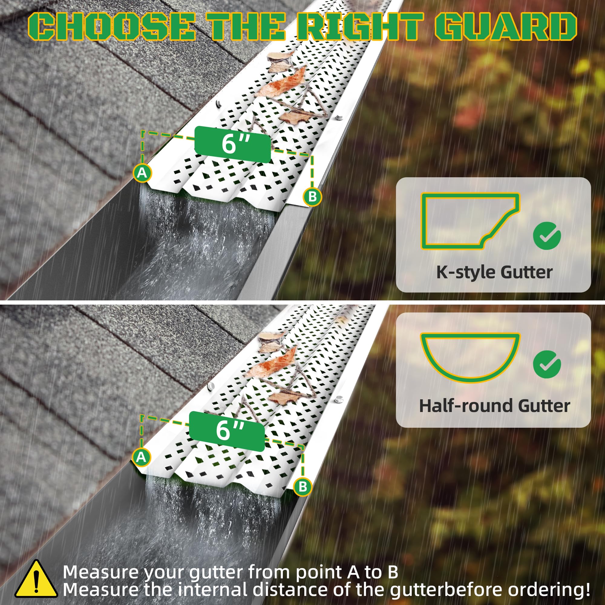PPOLB Protectores de canalón de 6 pulgadas, cubierta de canalón de lluvia con filtro de hojas de aluminio pintado en blanco, 64 unidades de 216 pies, protección de canalones Raptor, cualquier tipo de