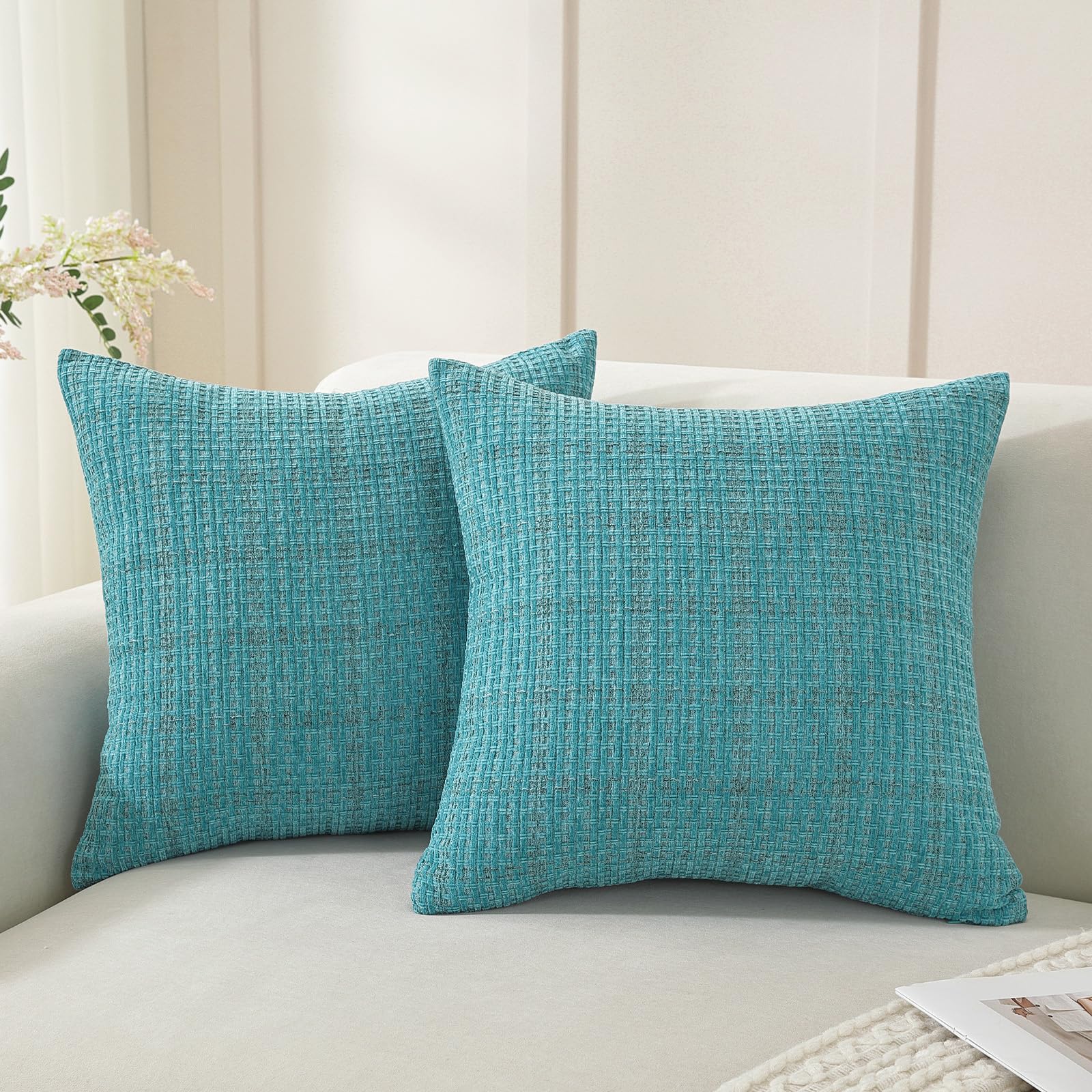 YSTELLAA Juego De 2 Funda Cojin 50x50, Suave Y Duradera Fundas Cojines con Cremallera, Fundas De Cojines para Decoración del Hogar Sofá Dormitorio, Naranja — view 15