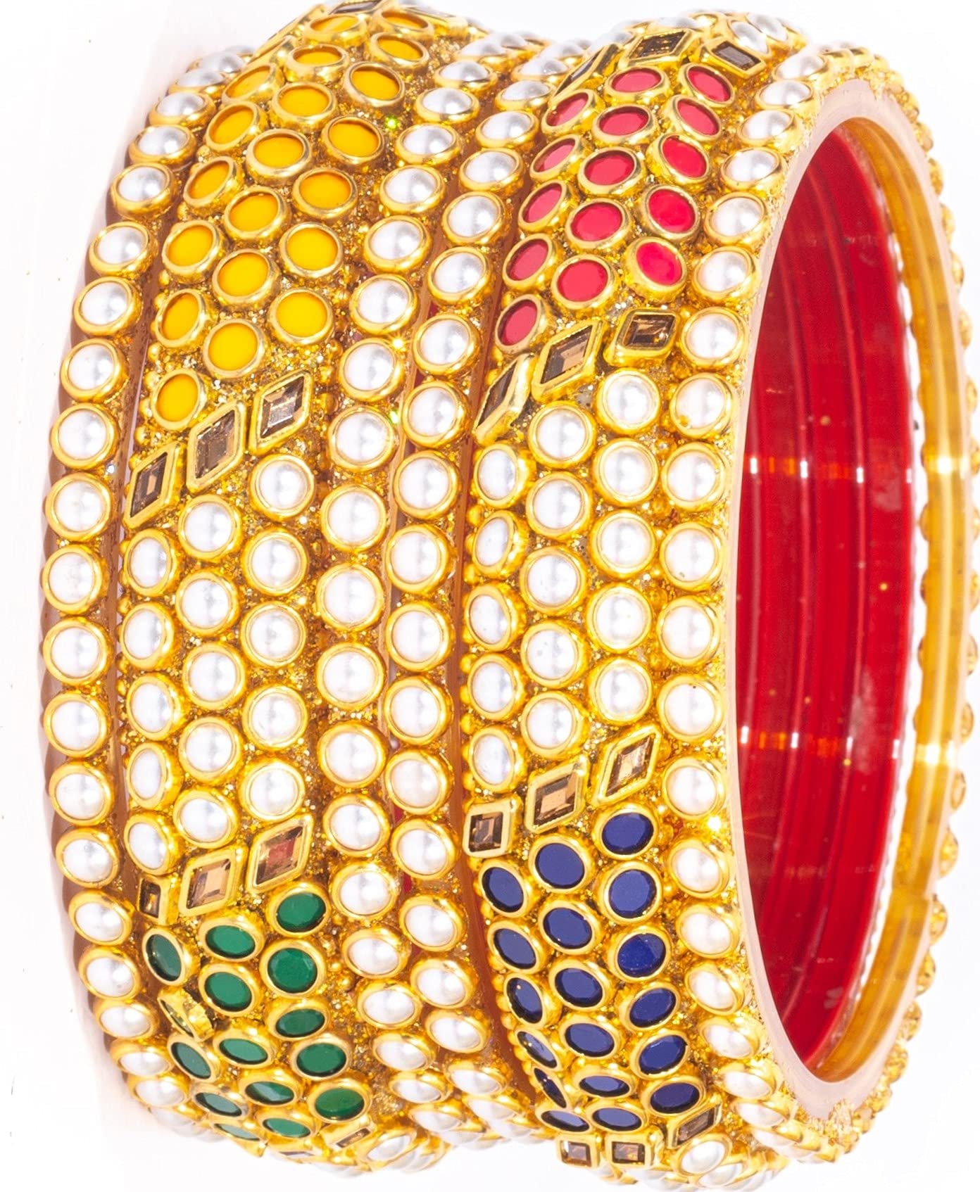 Swara Creations Traditional Multicolor Bangles Set |Moti & Glass Kade with Kundan Work | Designer for Women & Girls (SN180) (B08VDT43K8) Amazon Price History, Amazon Price Tracker