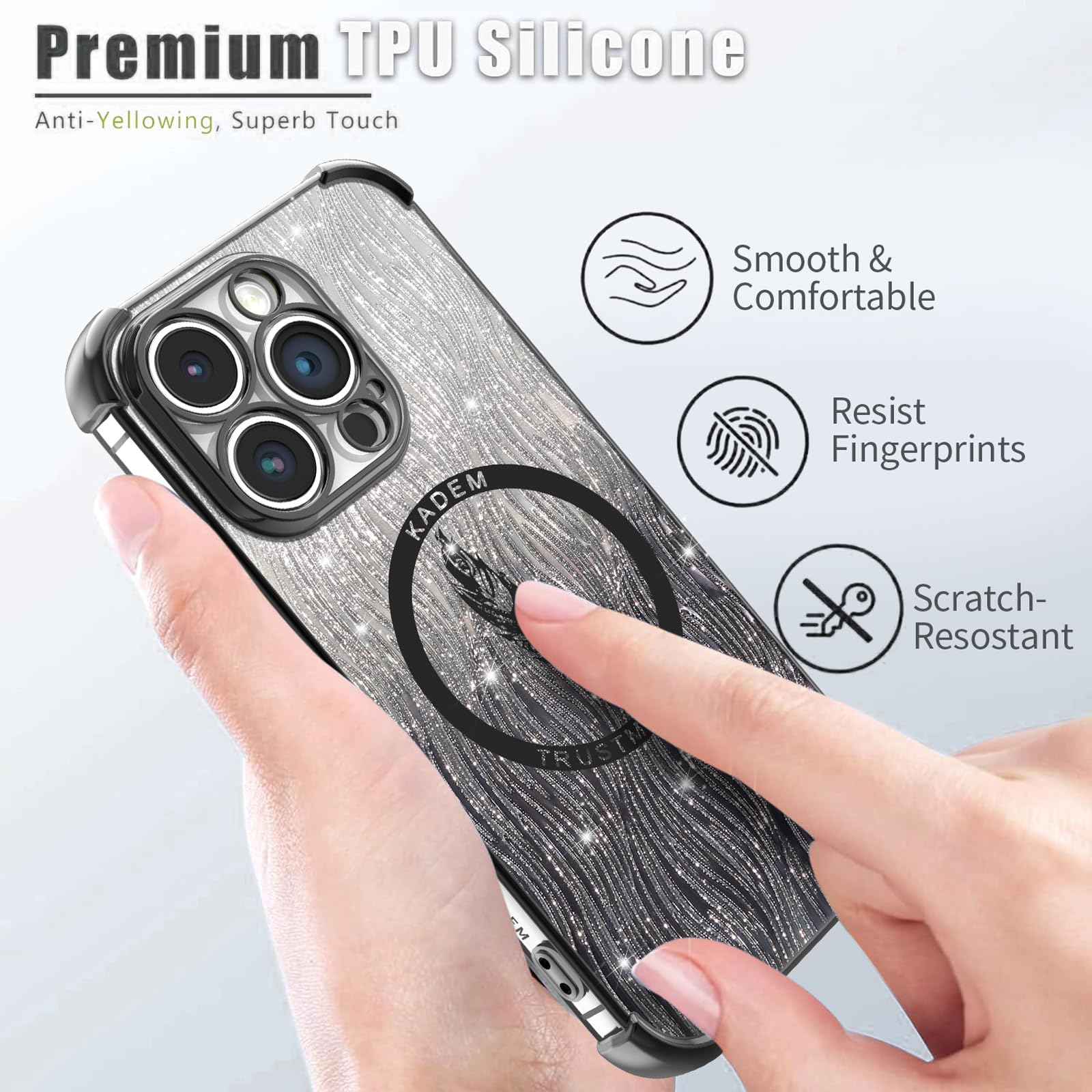 BEENTRYS Trasparente Glitter Custodia per Honor 200 Lite,Magnetica Supporto Brilla Donne Ragazze Clear Sottile Antiurto Bumper Morbido TPU Case per Honor 200 Lite-Viola