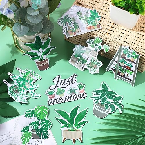 Miniatura 6 de Capoda 9 piezas de imanes de plantas en maceta, calcomanías magnéticas de plantas de hoja ancha verde Monstera para refrigerador, automóvil,