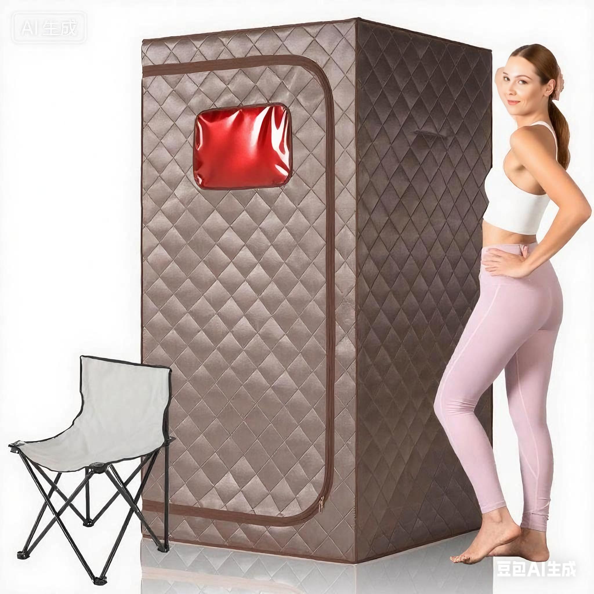 Portable Full Size Infrared Sauna, Personal Sauna for Home Spa, Home Spa Tent with Remote Control, Heating Foot Pad, Foldable Reinforced Chair, Detox Therapy (L 33.8" x W 33.8" x H 66.5")