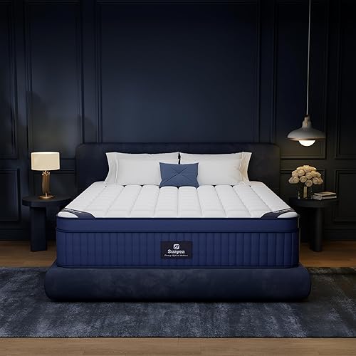 Colchón de tamaño King, colchón King de 12 pulgadas en una caja, resorte de bolsillo mediano y espuma viscoelástica de gel para una comodidad