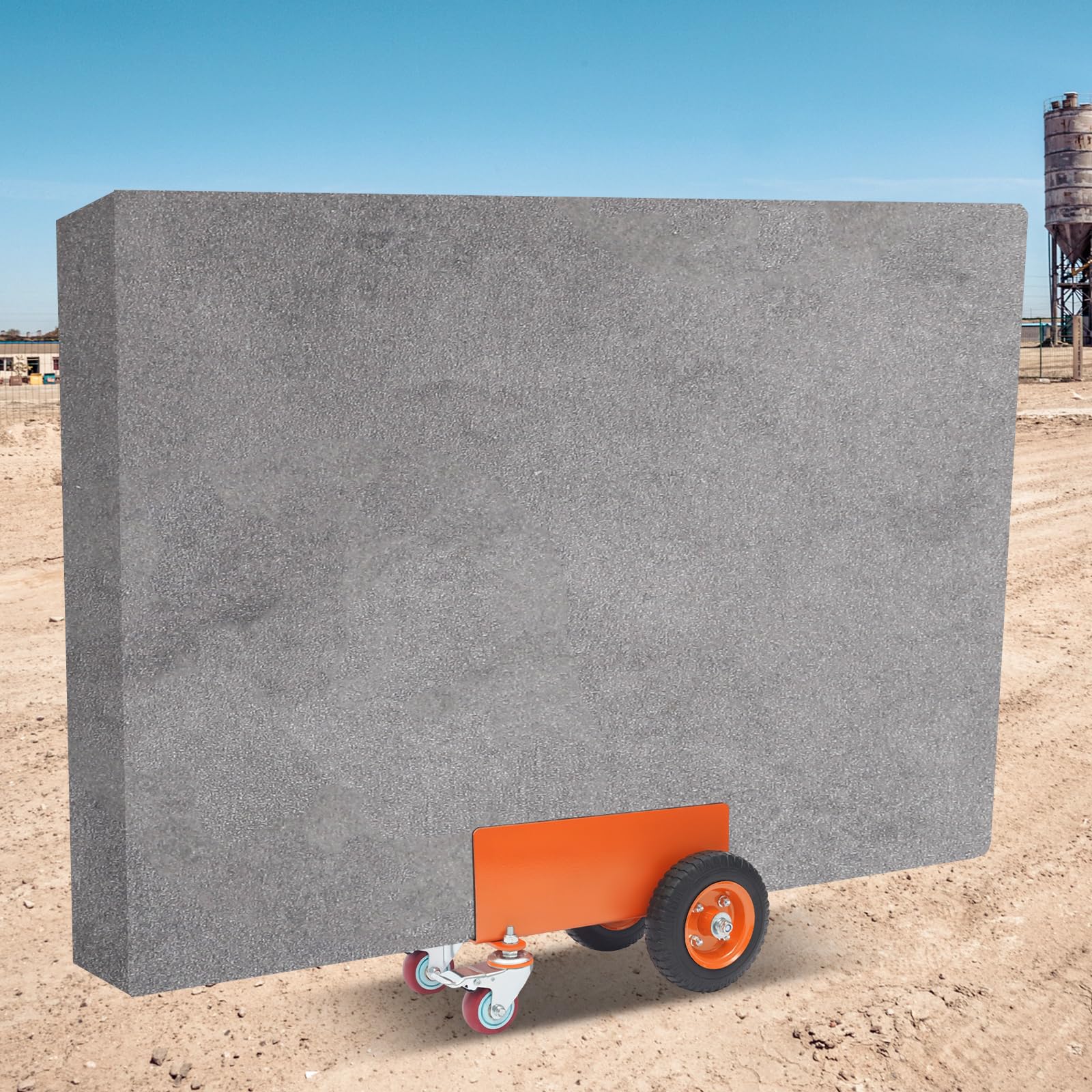 Plattformwagen 300 kg, Schwerlast-Platten-Dolly mit 2 Luftreifen & 2 Lenkrollen (gebremst), Plattenkarren für Gips, Holz & Glas, Schwerlast-Panelwagen für Baustelle