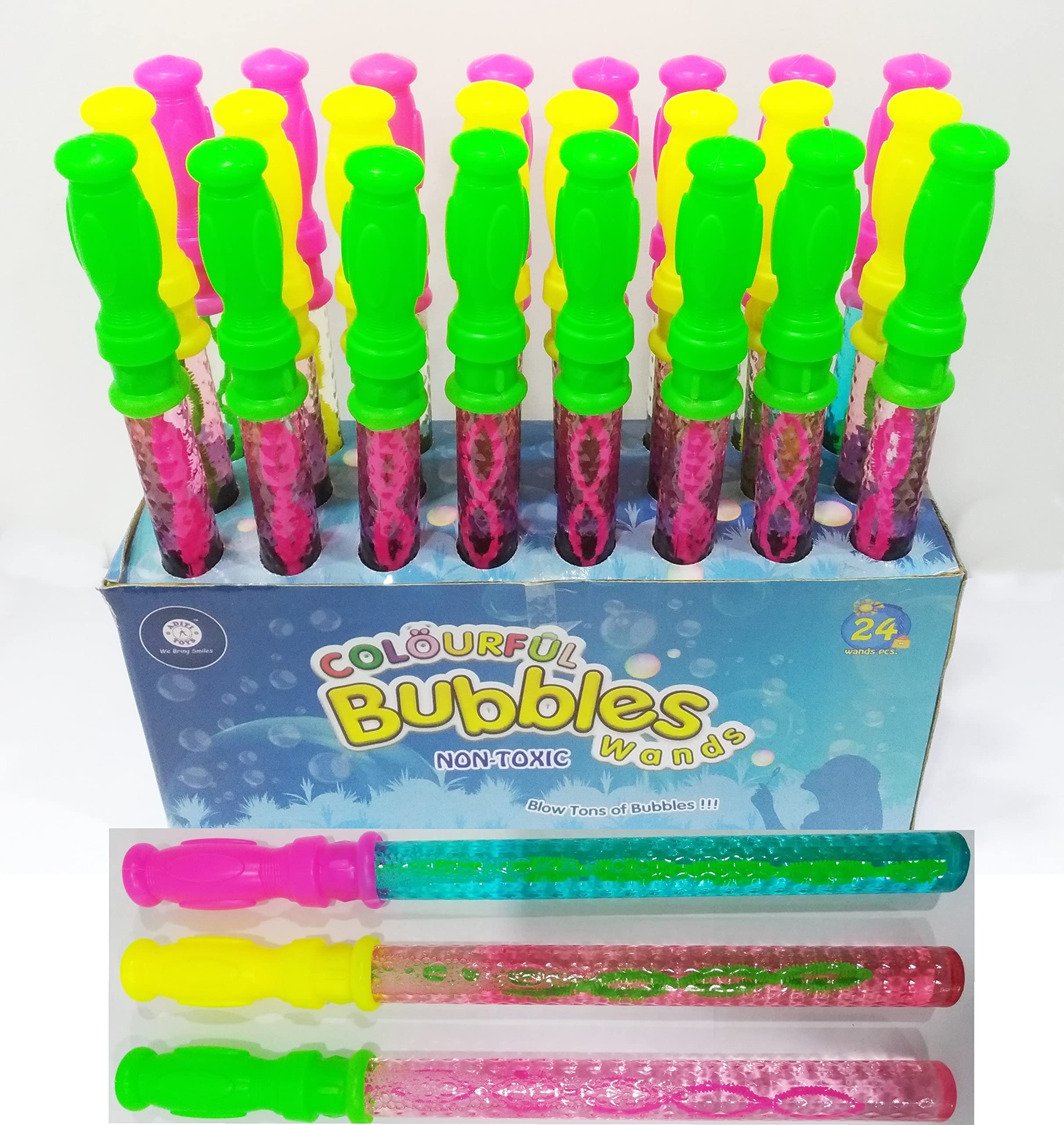 Bubble Solution Colorful Bubble Blaster Long Stick with Wand Set 24pcs for Kids Age 3 and Up - Boys and Girls Outdoor & Indoor Activities(Color and Design May Vary)- Perfect for Return Gift (B09RSKDDD7) Amazon Price History, Amazon Price Tracker